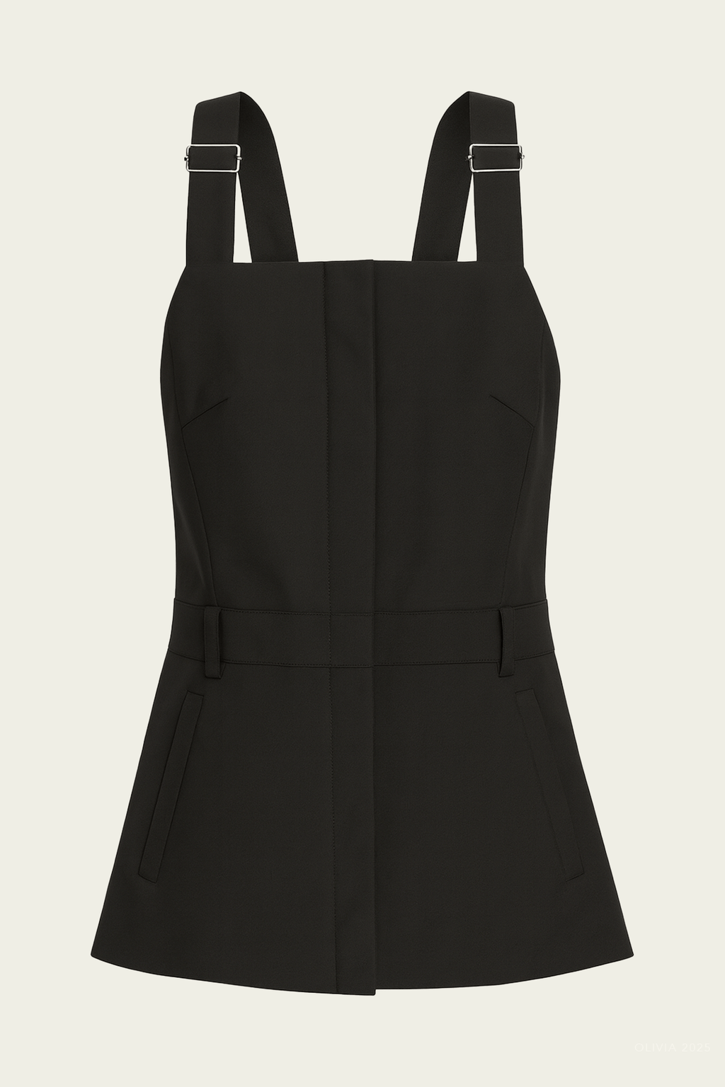 Recycled Tropical Wool Overall Top in Black