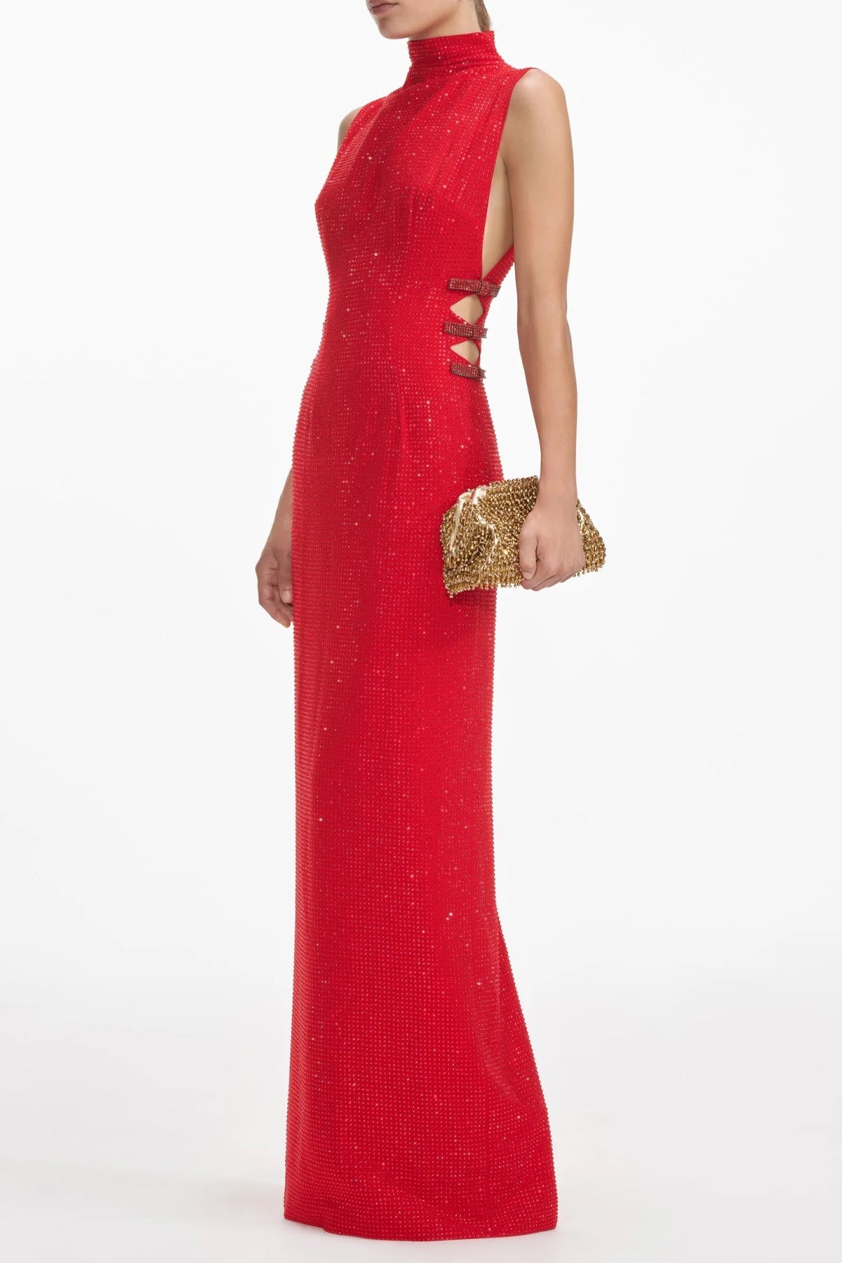 Red Rhinestone Crepe Maxi Dress - shop - olivia.com