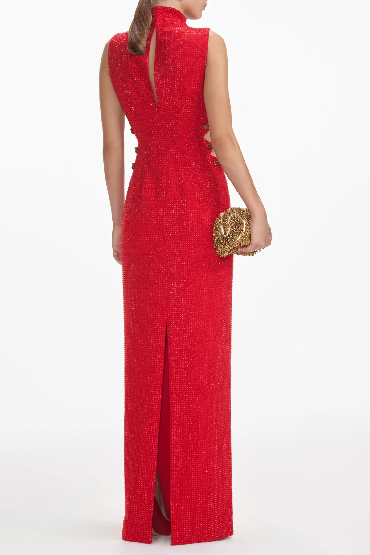 Red Rhinestone Crepe Maxi Dress - shop - olivia.com