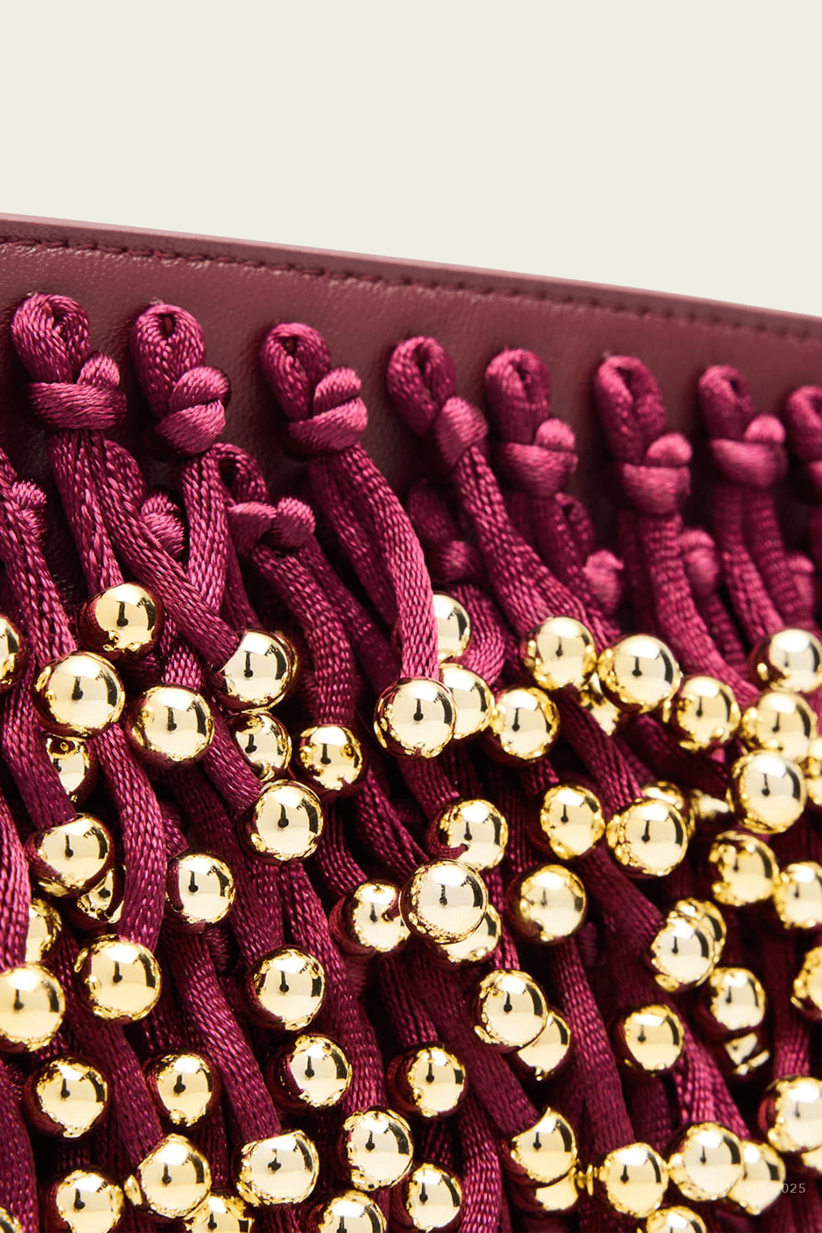 Reese Beaded Fringe Clutch in Cranberry - shop - olivia.com