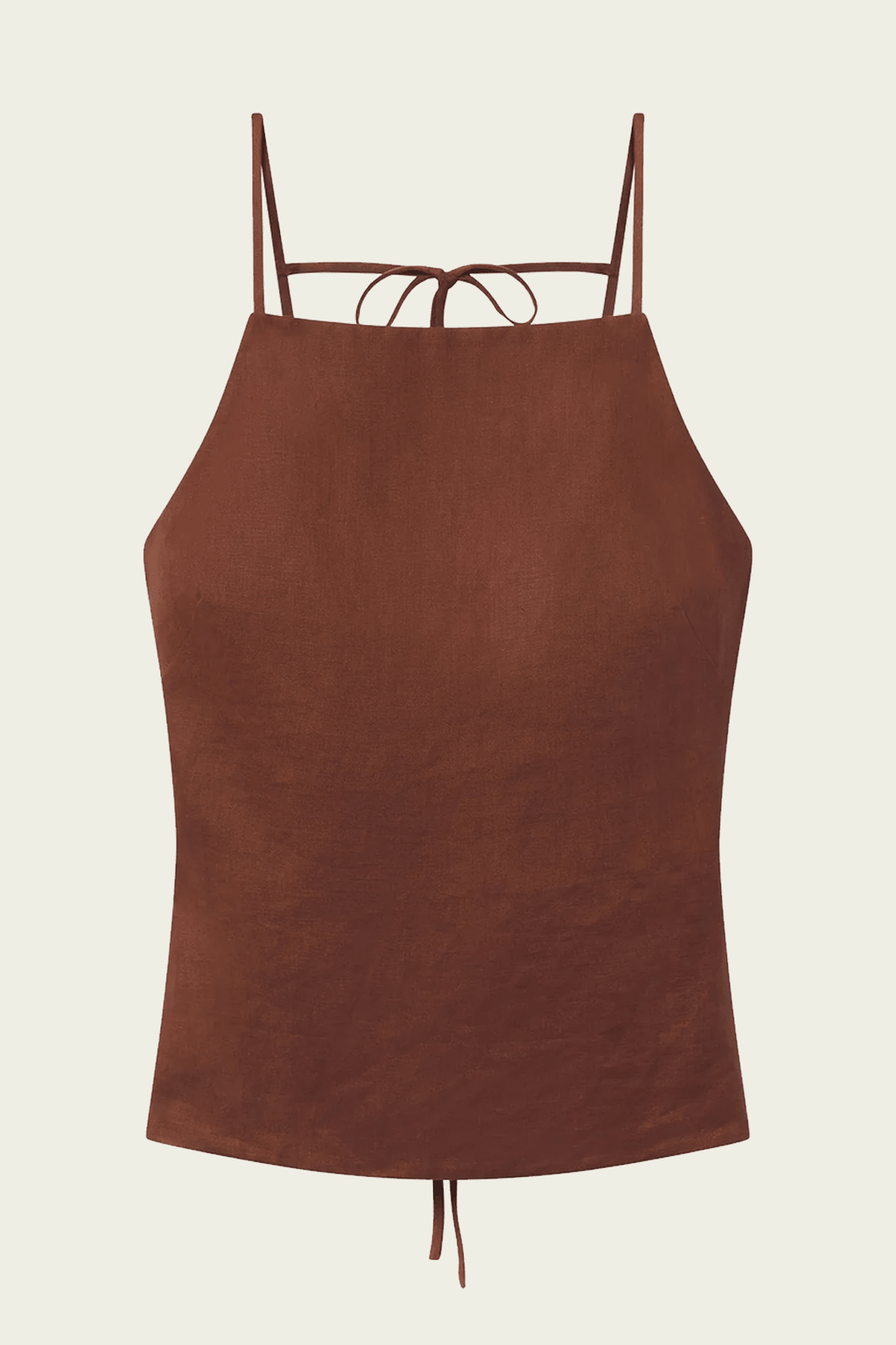Reese Tie Back Linen Top Brunette