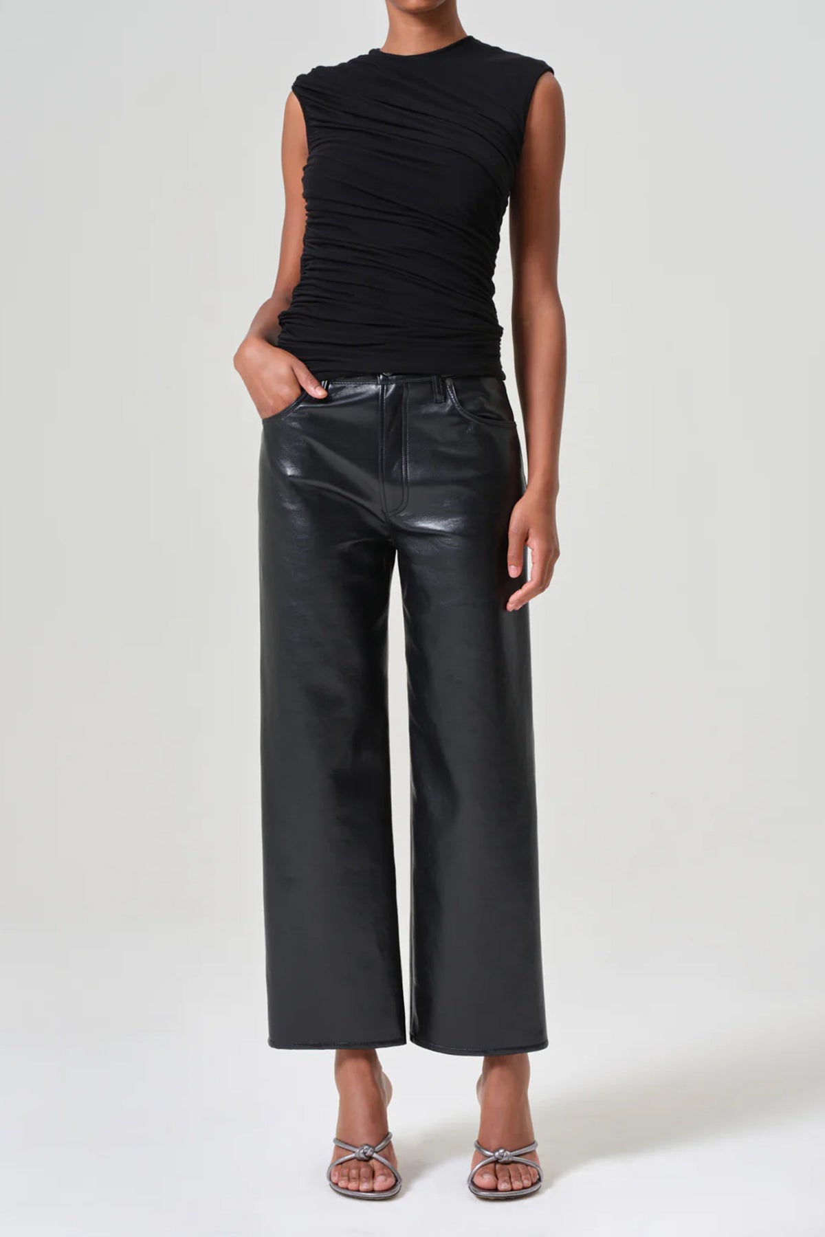 Ren High - Rise Wide Leg Recycled Leather in Detox - shop - olivia.com