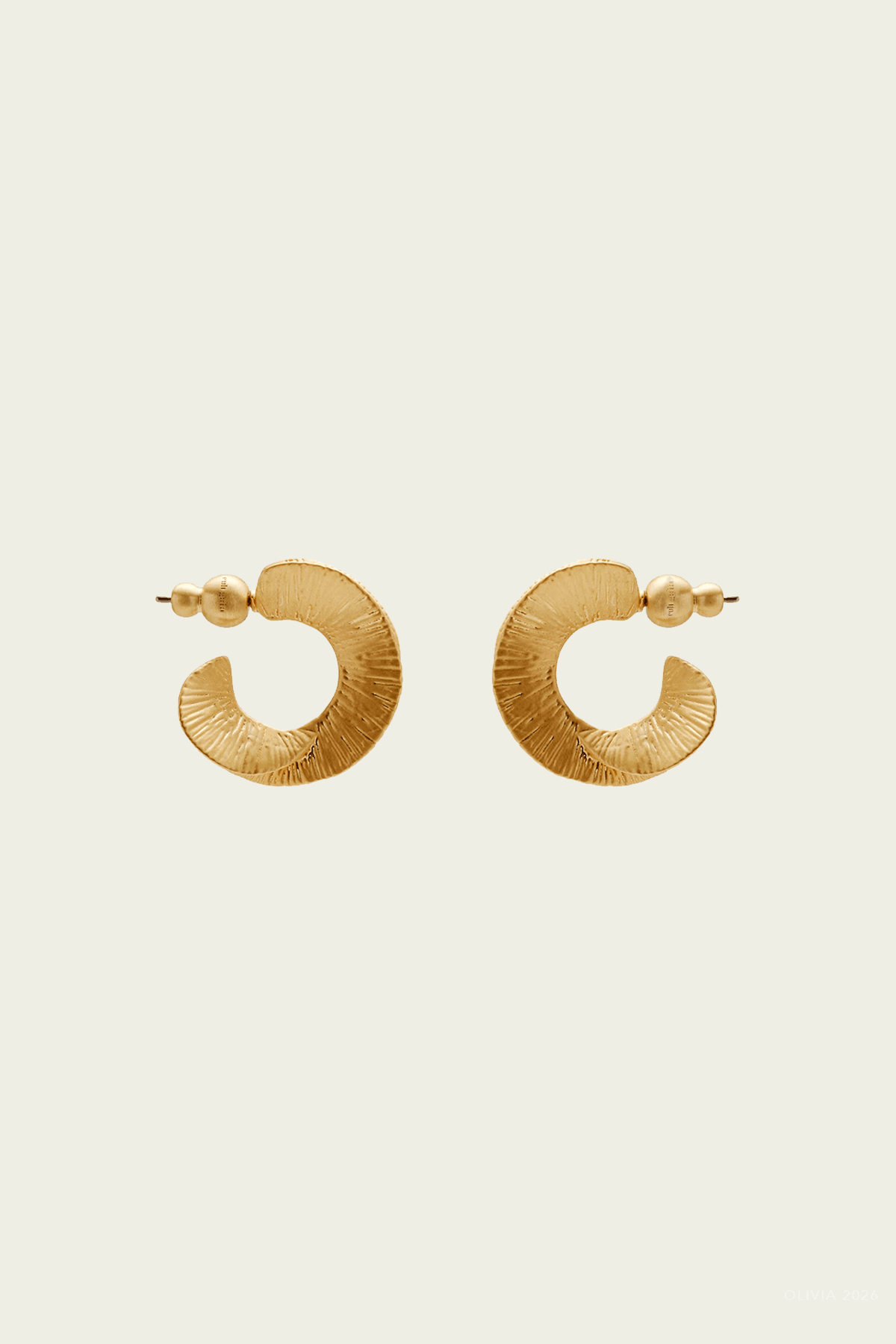 Ren Mini Hoop Earrings in Brushed Brass - shop-olivia.com