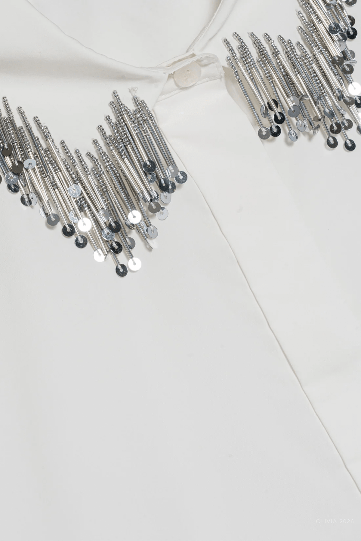 Renata Embellished Button Down Shirt in White - shop-olivia.com