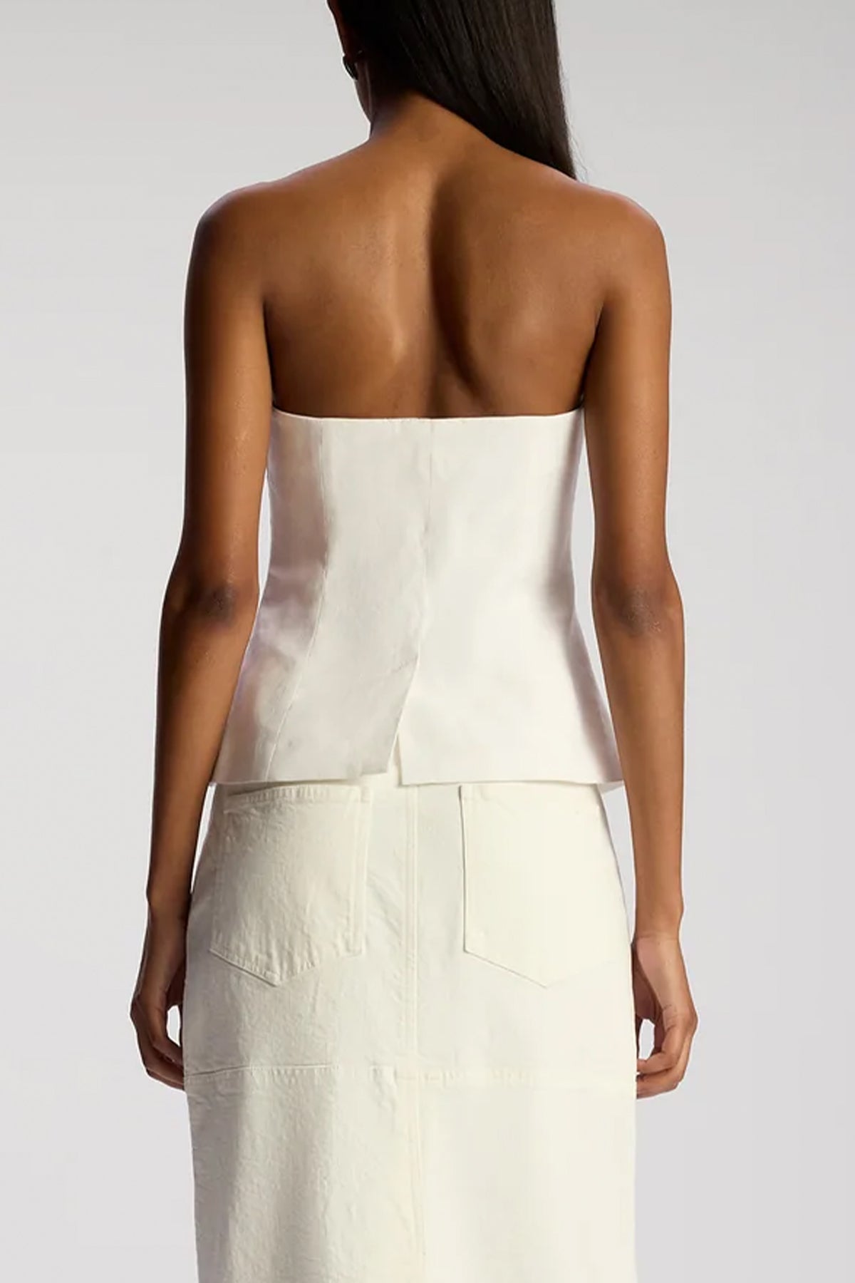 Renee Strapless Stretch Linen Top in Ecru - shop - olivia.com