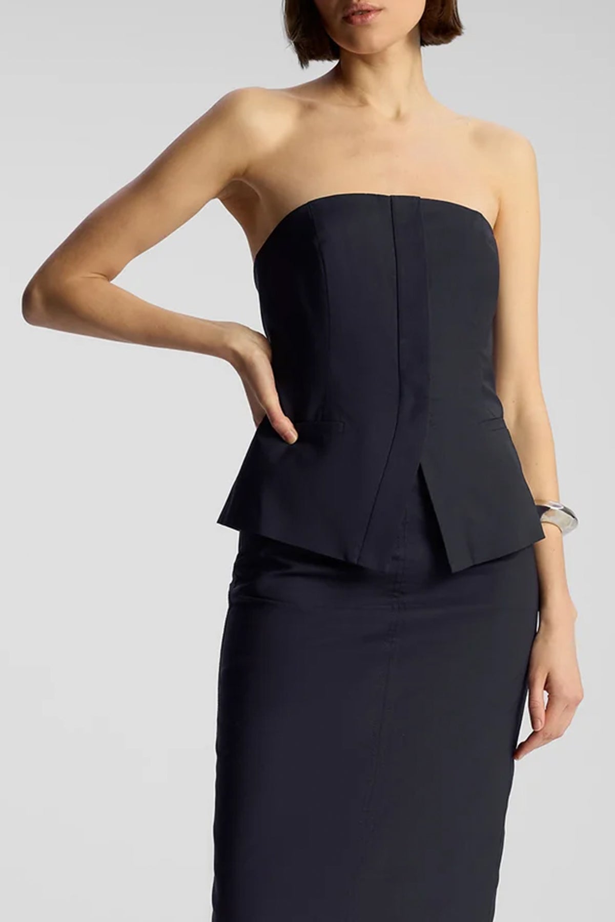 Renee Tailored Strapless Top in Maritime Navy - shop - olivia.com