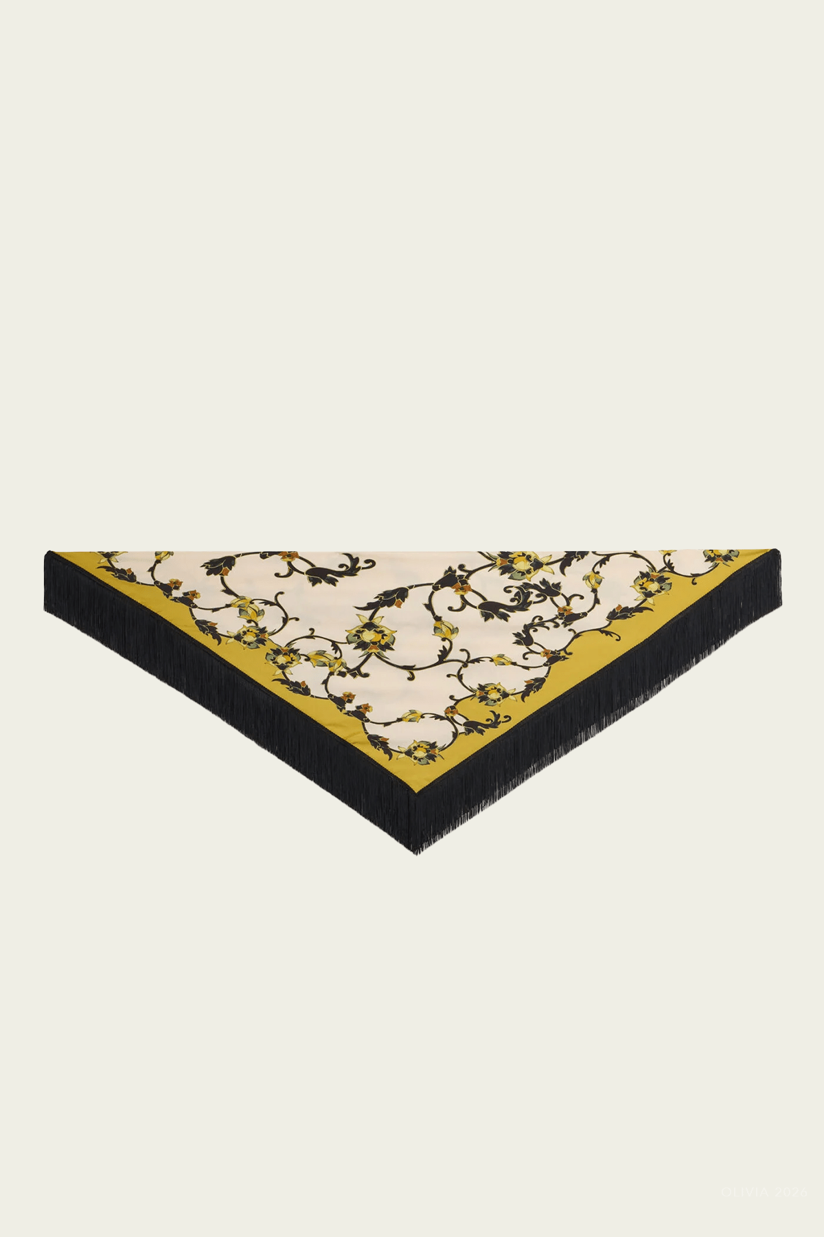 Reversible Fringe Foulard 90 in Buttercup Placée White - shop-olivia.com