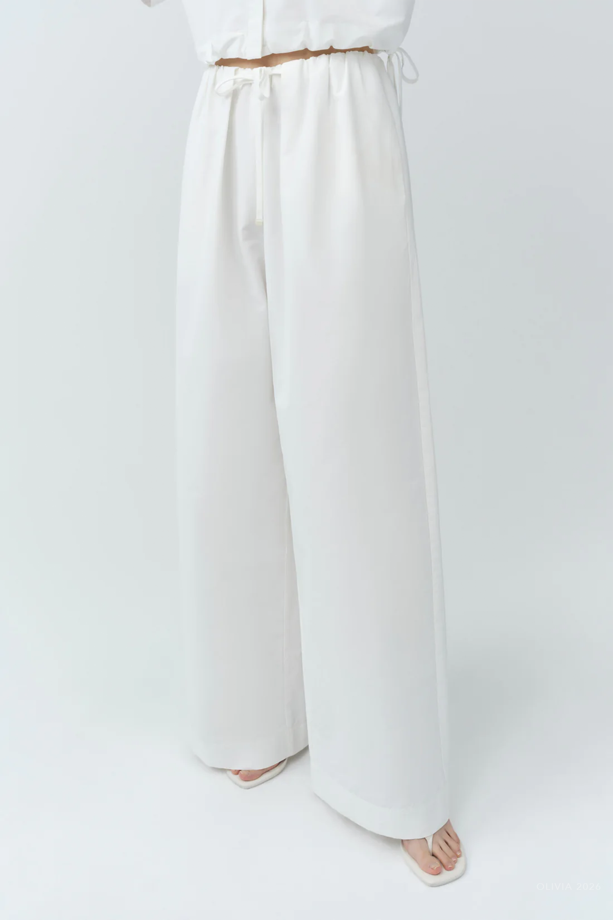Rhea Cotton Wide Leg Pant in White - shop - olivia.com