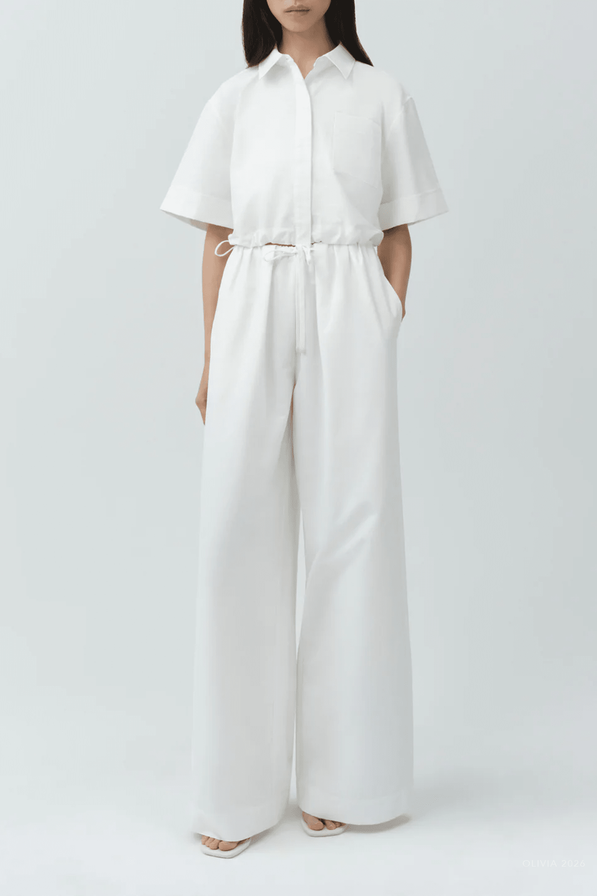 Rhea Cotton Wide Leg Pant in White - shop - olivia.com