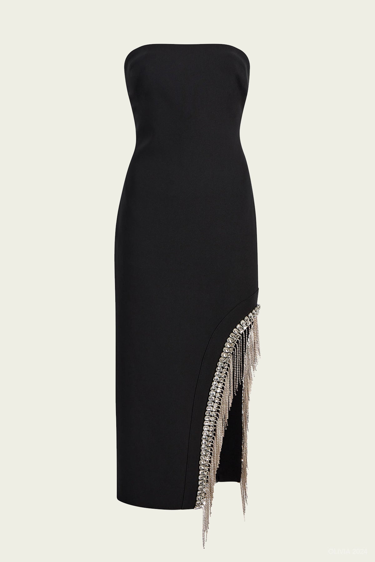 Rhinestone Fringe Sammy Dress in Black - shop - olivia.com