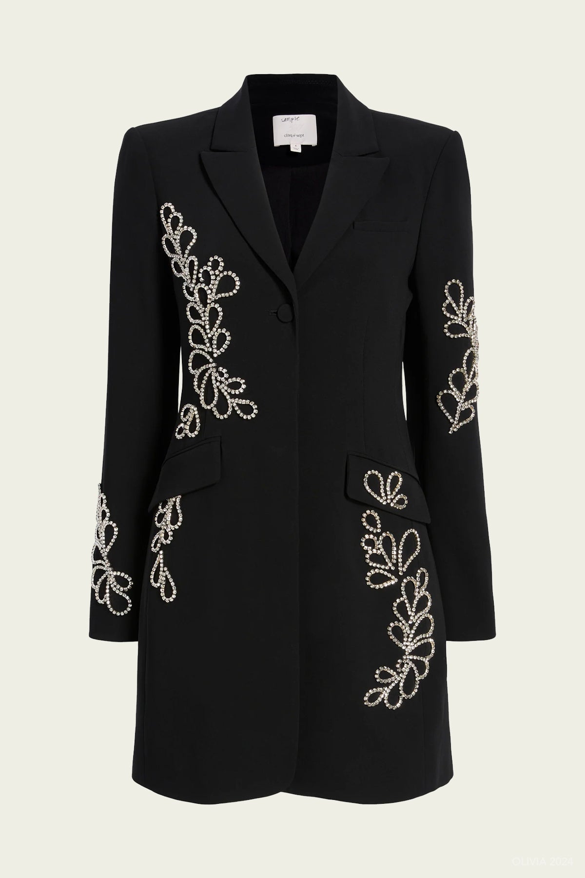 Rhinestone Paisley Long Sleeve Joel Dress in Black - shop - olivia.com