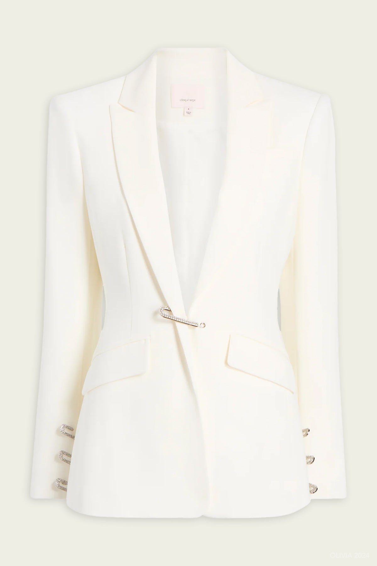 Rhinestone Pin Cheyenne Blazer in Ivory - shop - olivia.com