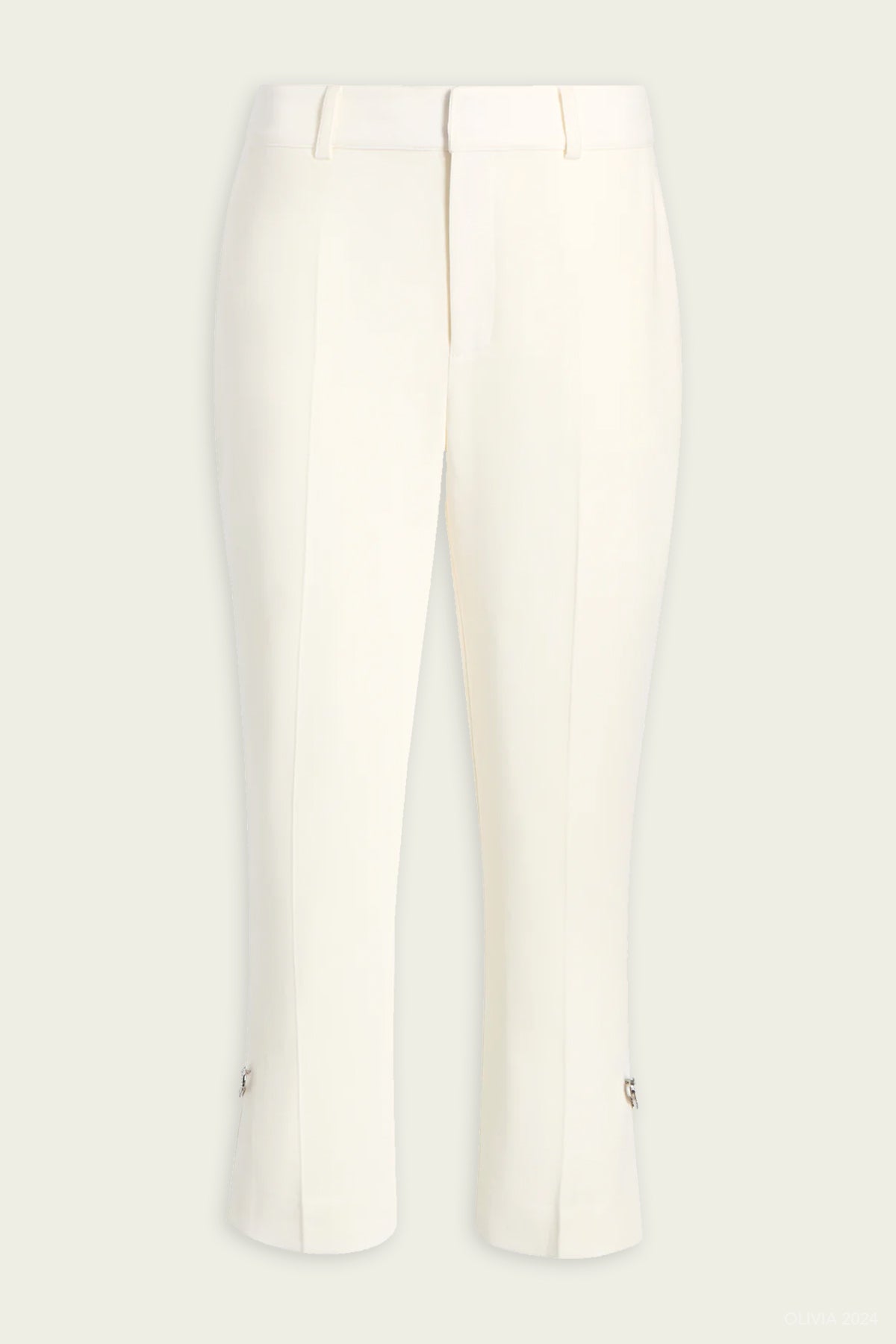 Rhinestone Pin Cropped Kerry Pant in Ivory - shop - olivia.com