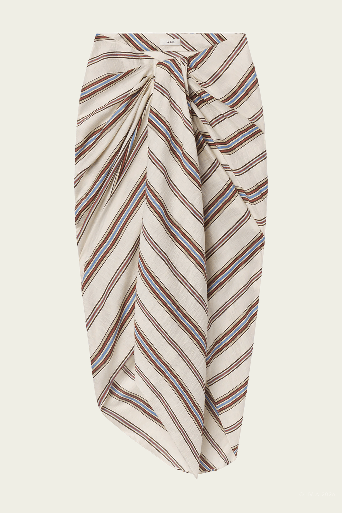 Rhodes Striped Linen Midi Skirt in Panna Multi - shop-olivia.com