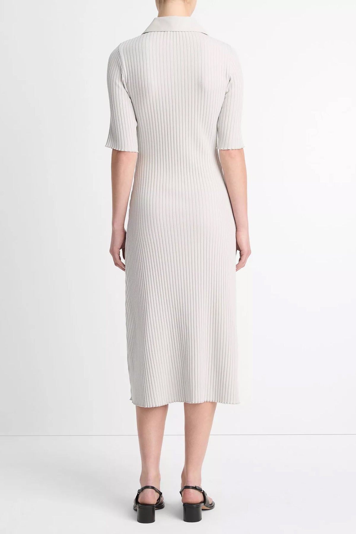 Ribbed Cotton - Blend Polo Dress in Salt Glass - shop - olivia.com