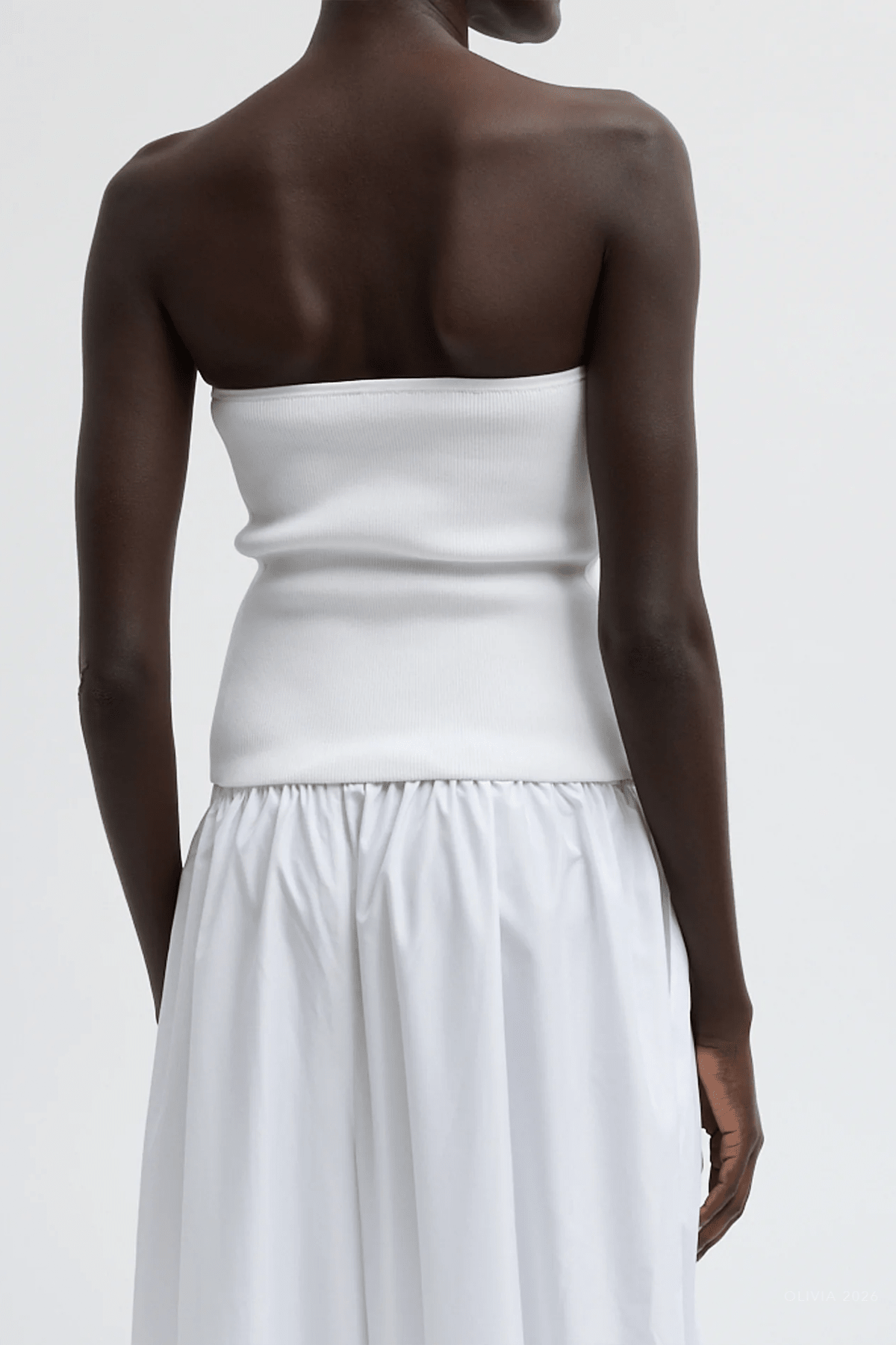 Ribbed Sweater Tube Top in White - shop-olivia.com