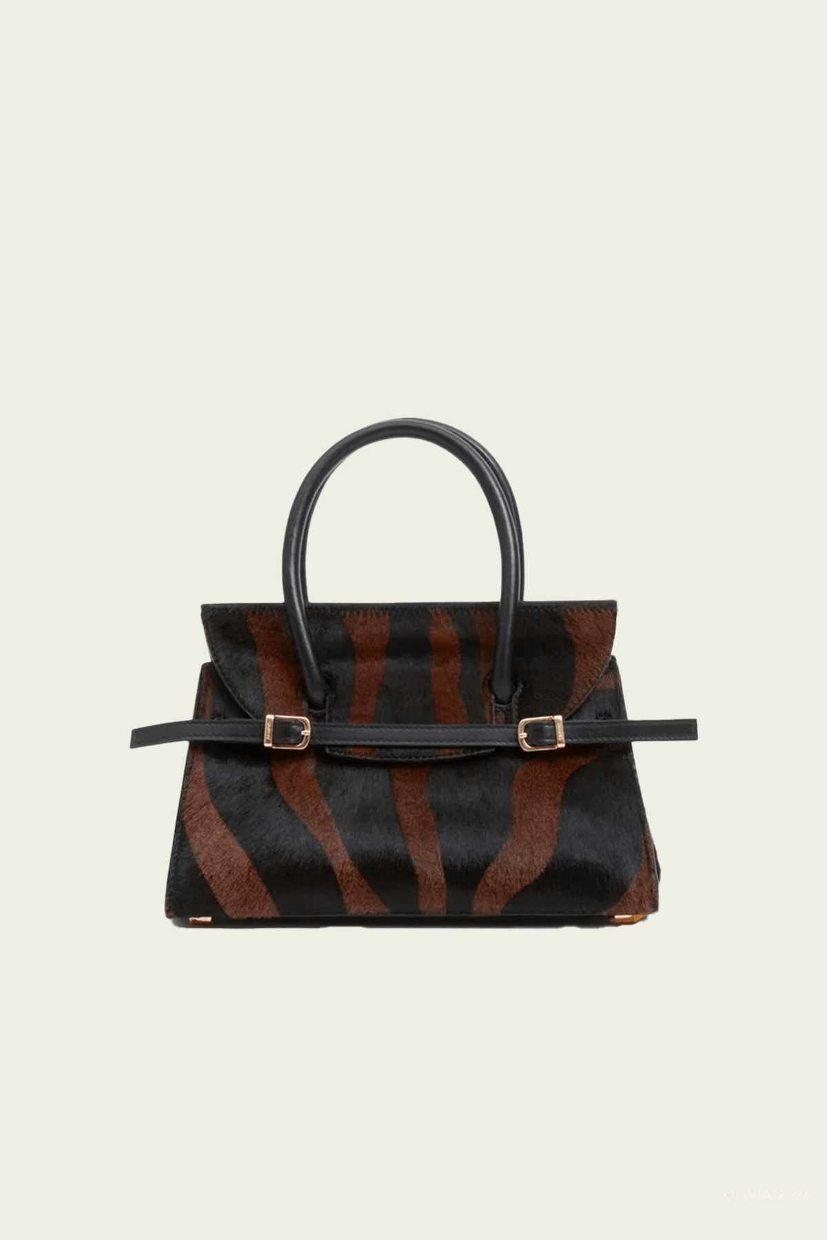 River Calf Hair Top Handle Bag in Cacao Multi - shop-olivia.com