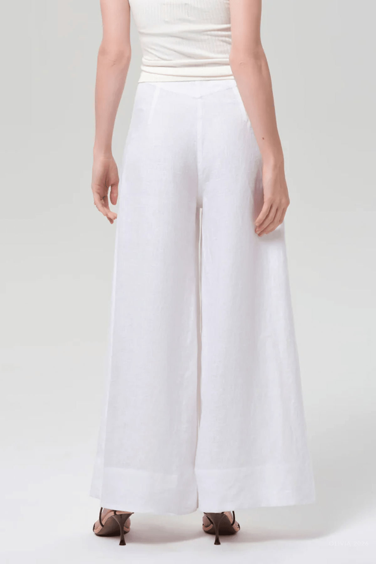 Riviera Cropped Palazzo in White - shop - olivia.com