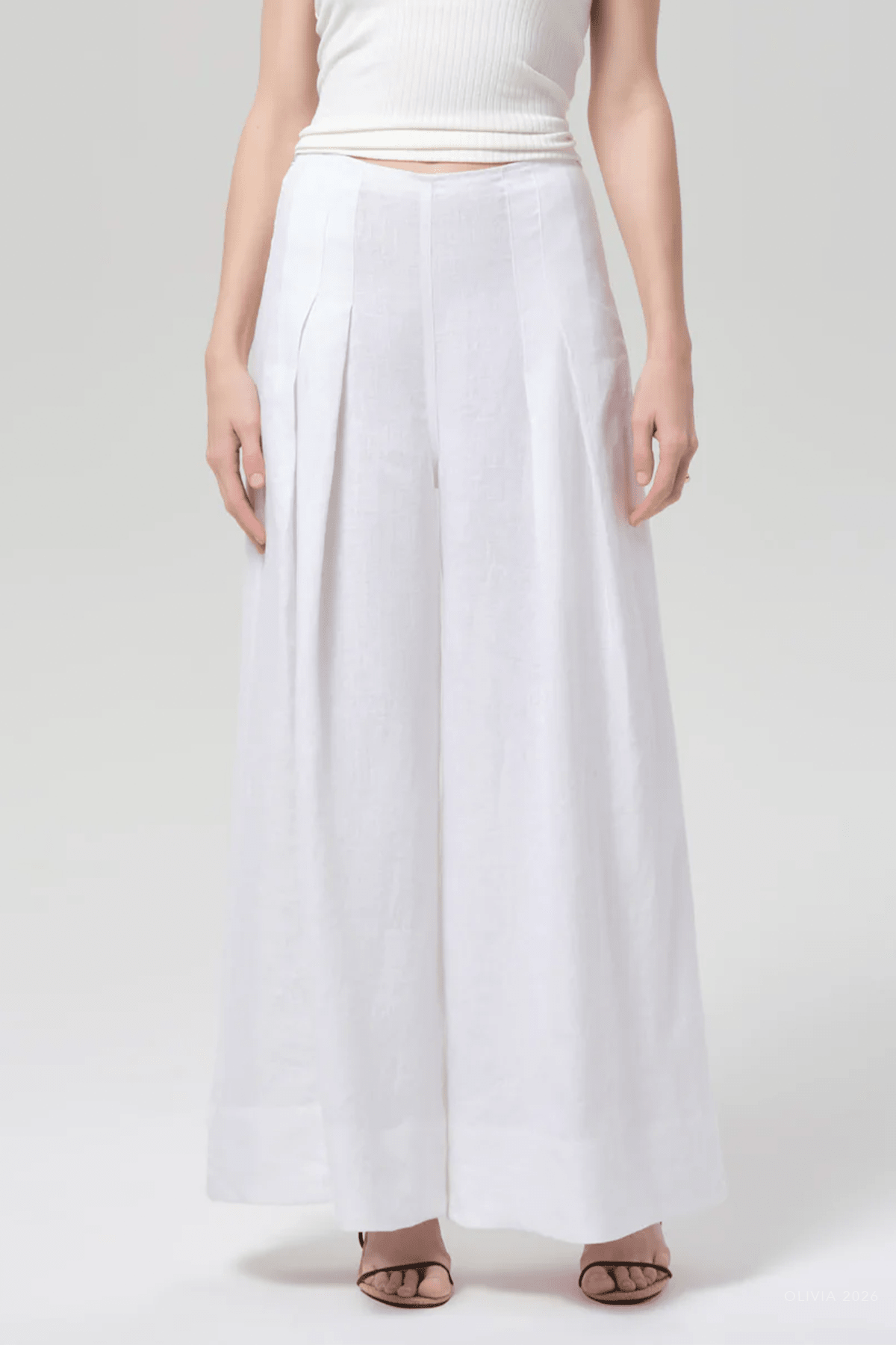 Riviera Cropped Palazzo in White - shop - olivia.com