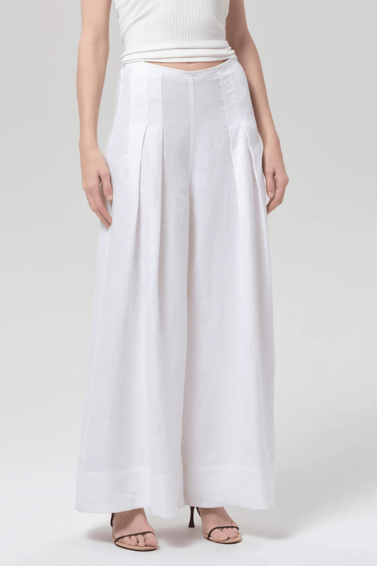 Riviera Cropped Palazzo in White - shop - olivia.com