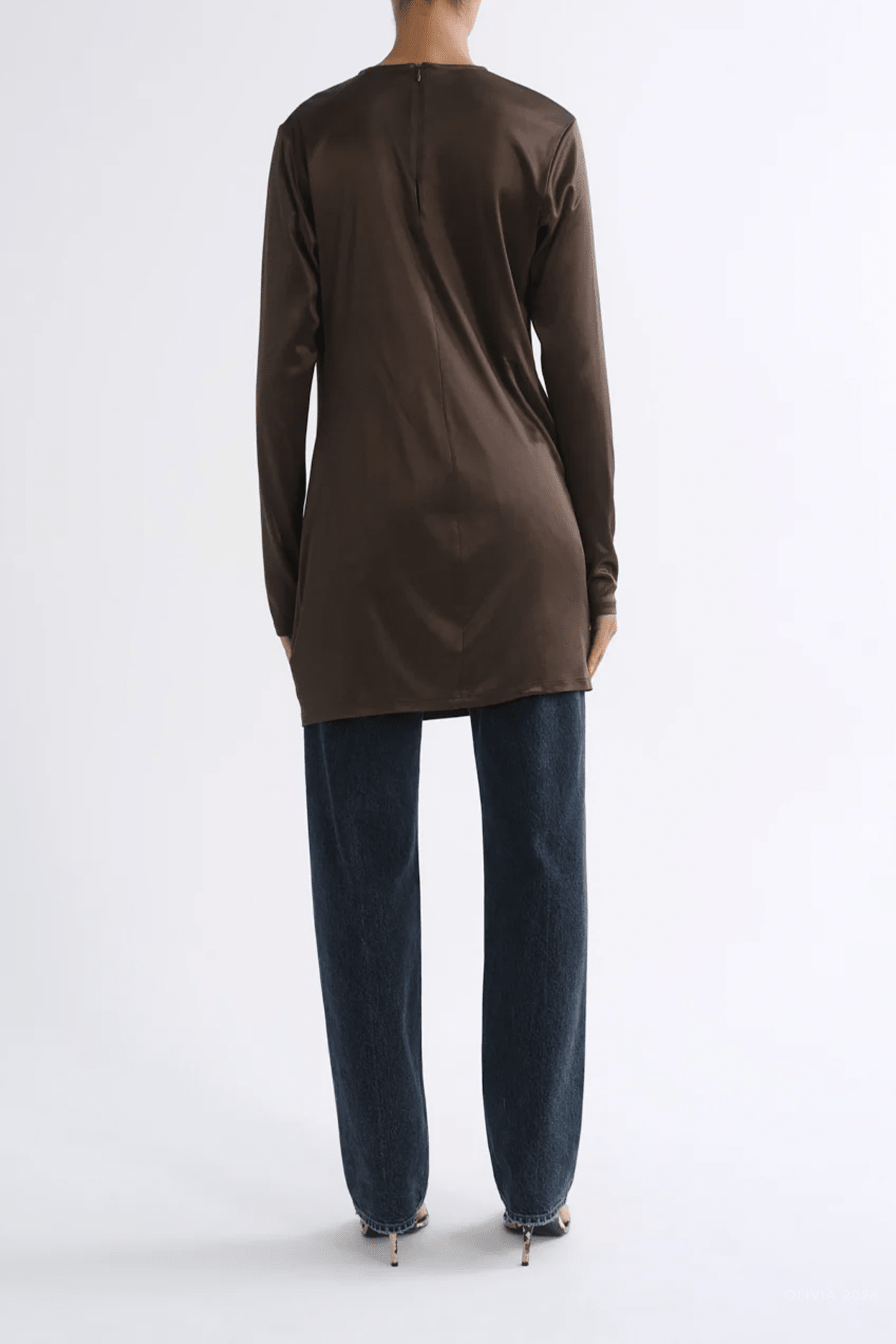 Robyn Draped Mini Dress in Bronze - shop-olivia.com