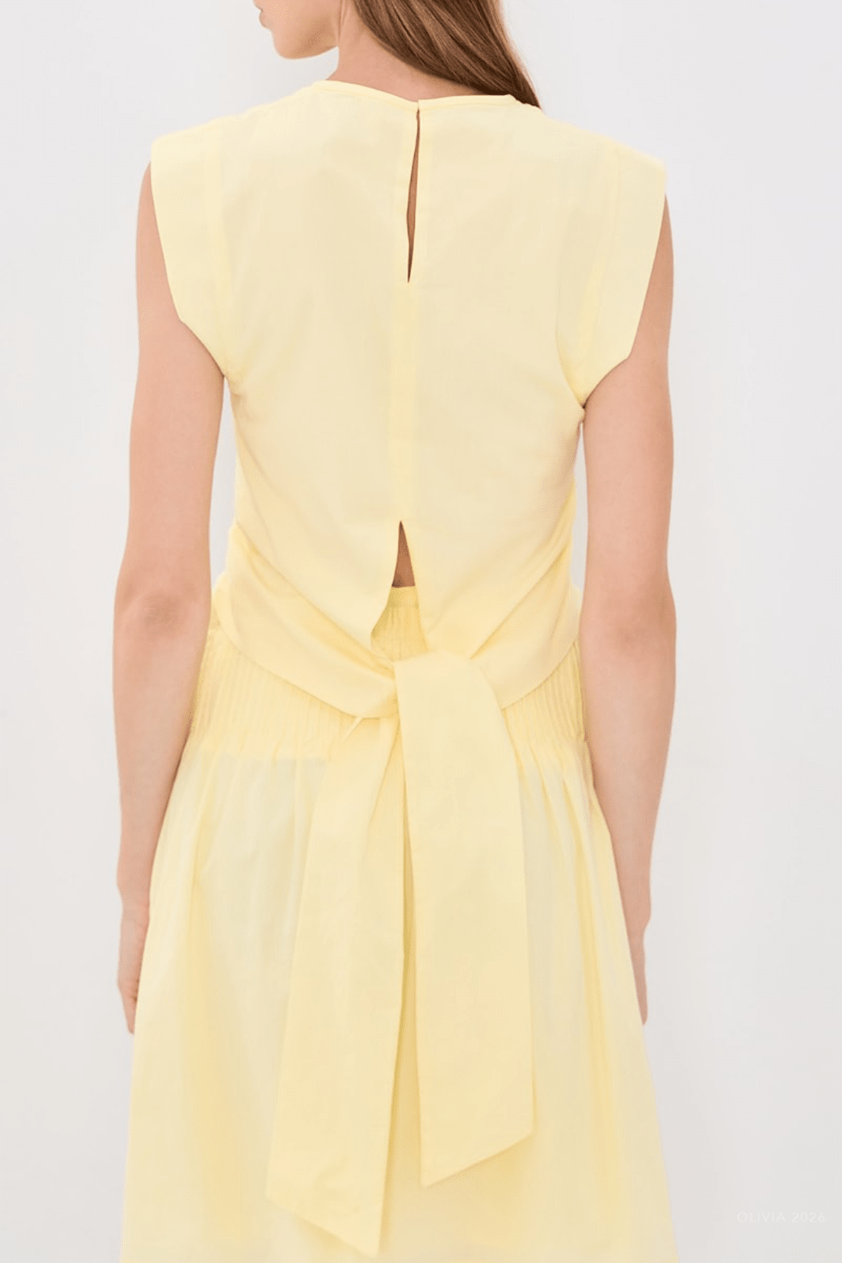 Rochelle Tie Back Top in Pale Yellow - shop-olivia.com