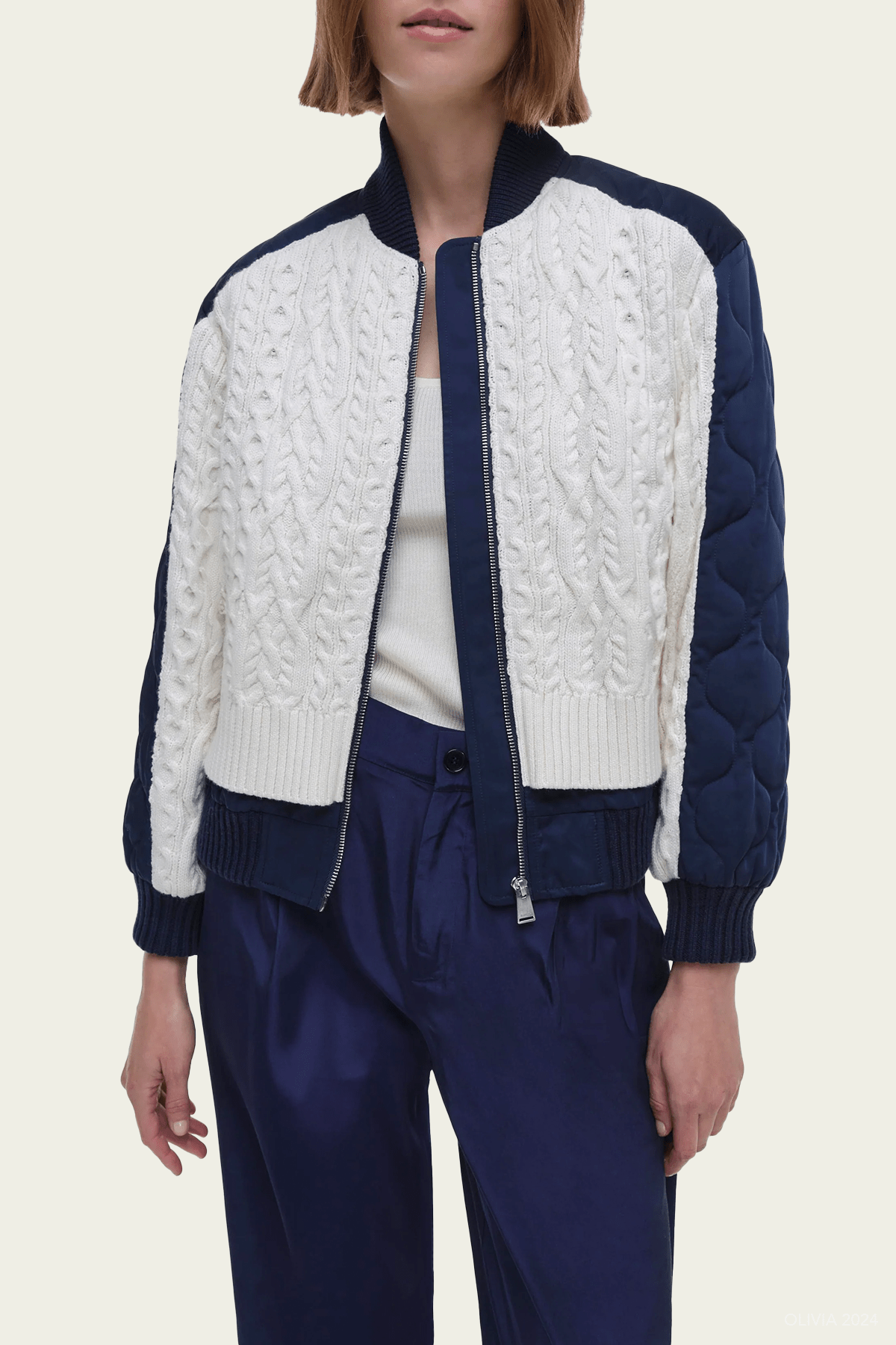 Rollins Combo Bomber in Ivory Multi - shop - olivia.com