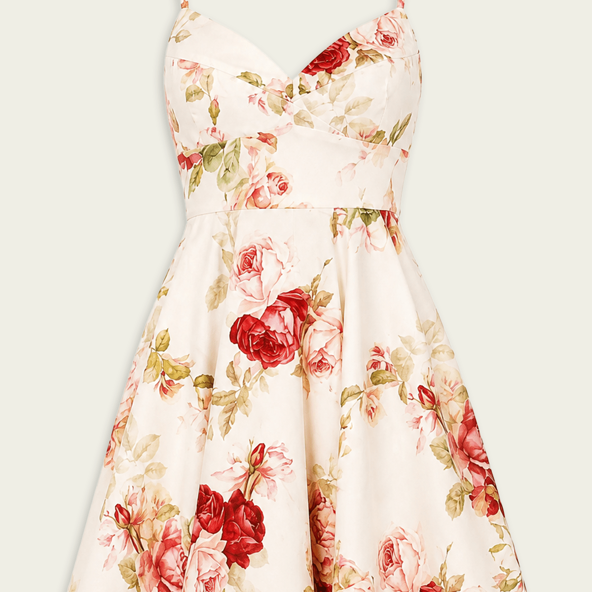 Roselight Picnic Mini Dress in Cream Rose Floral