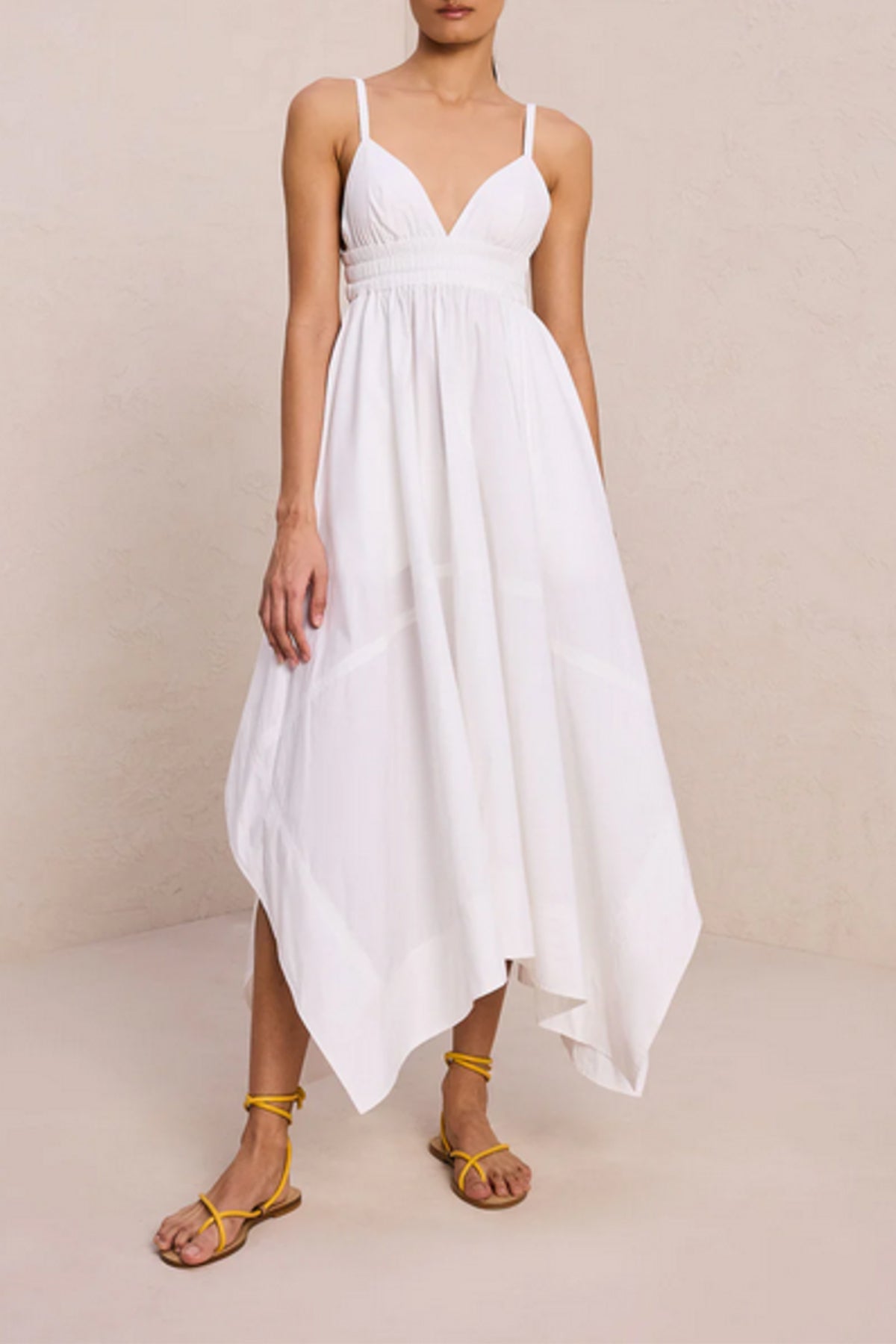 Rosie Handkerchief Maxi Dress in White - shop-olivia.com