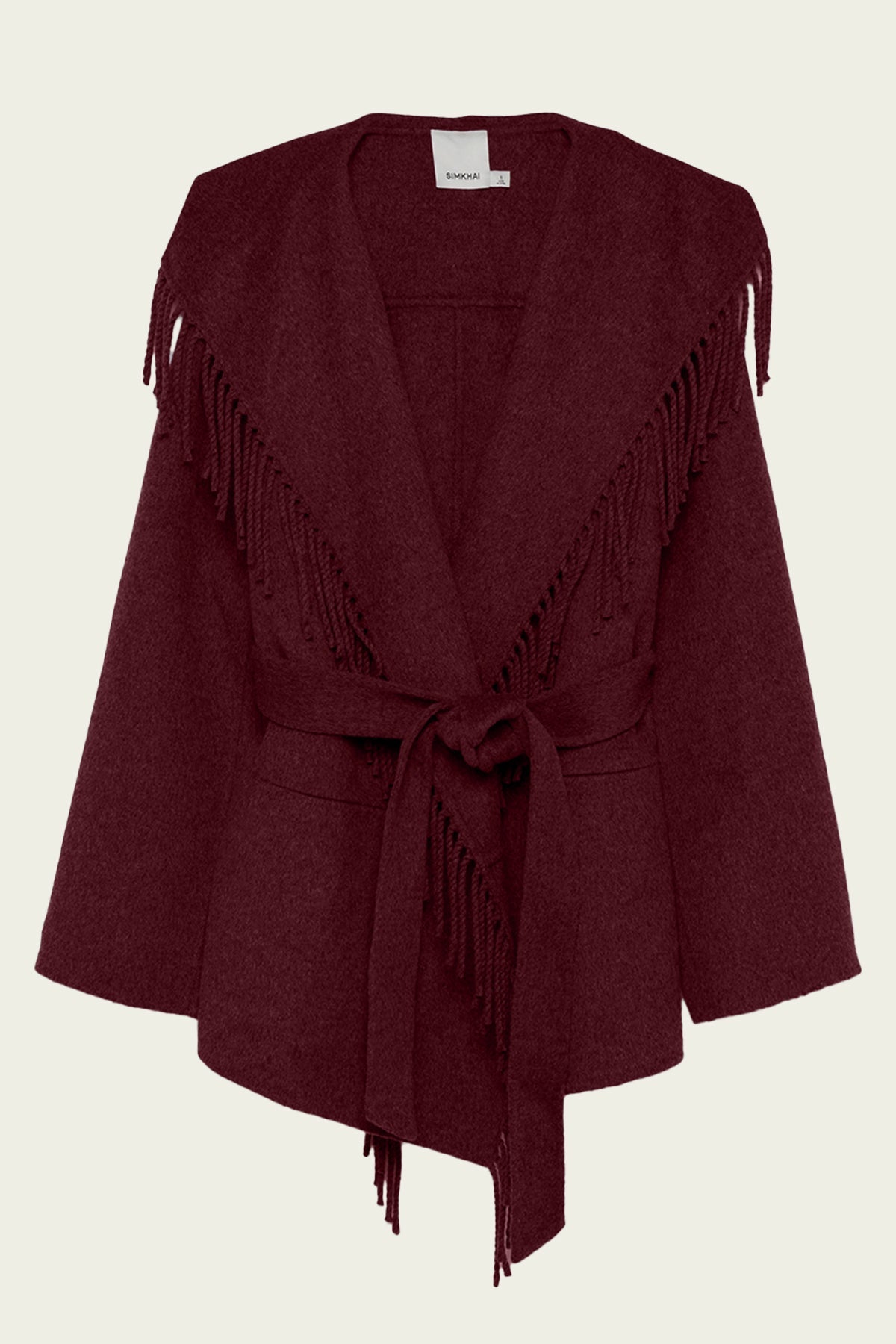 Rowen Fringe Jacket in Oxblood - shop - olivia.com