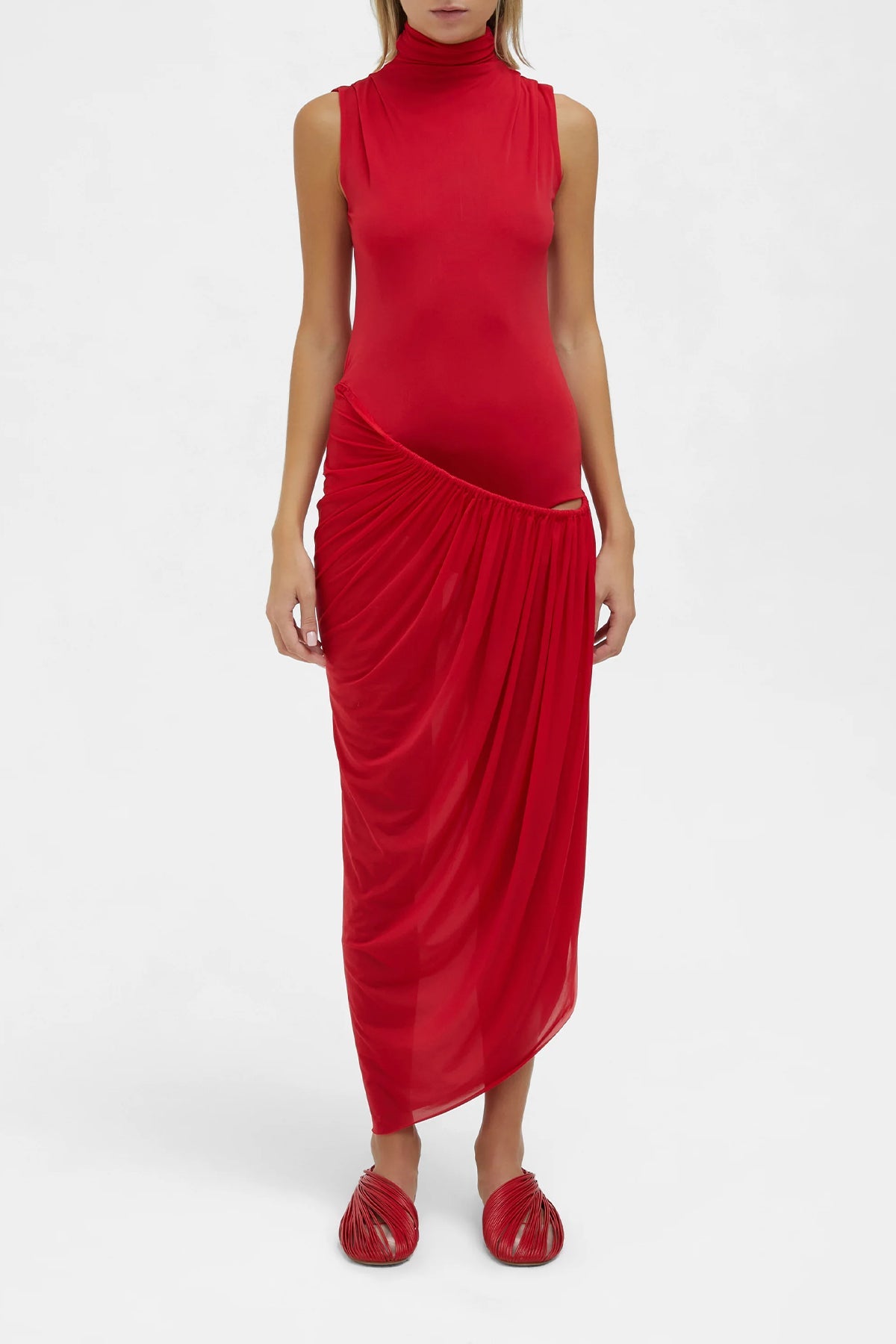 Ruched Coil Tank Dress in Watermelon - shop-olivia.com