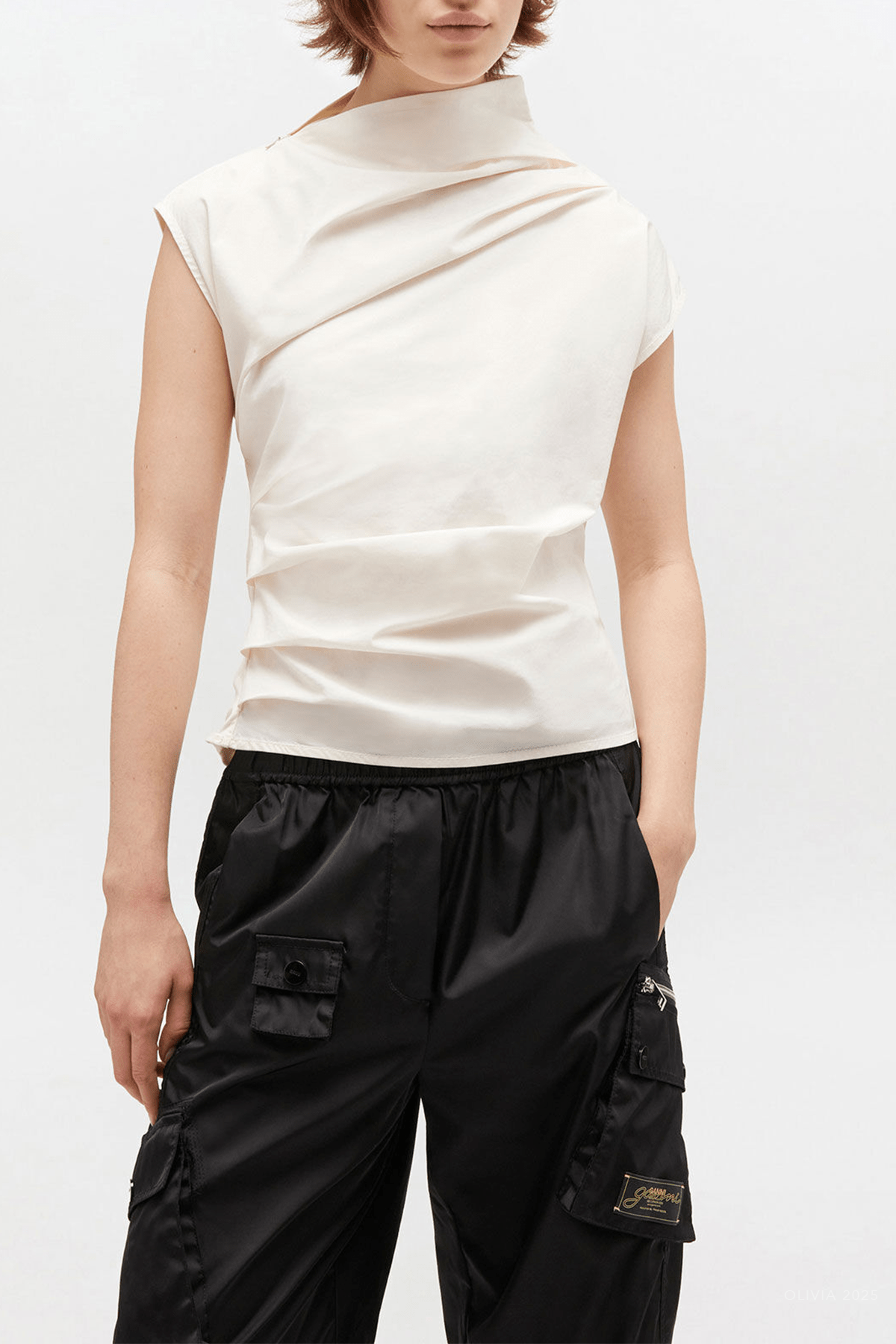 Ruched Top in Egret - shop - olivia.com
