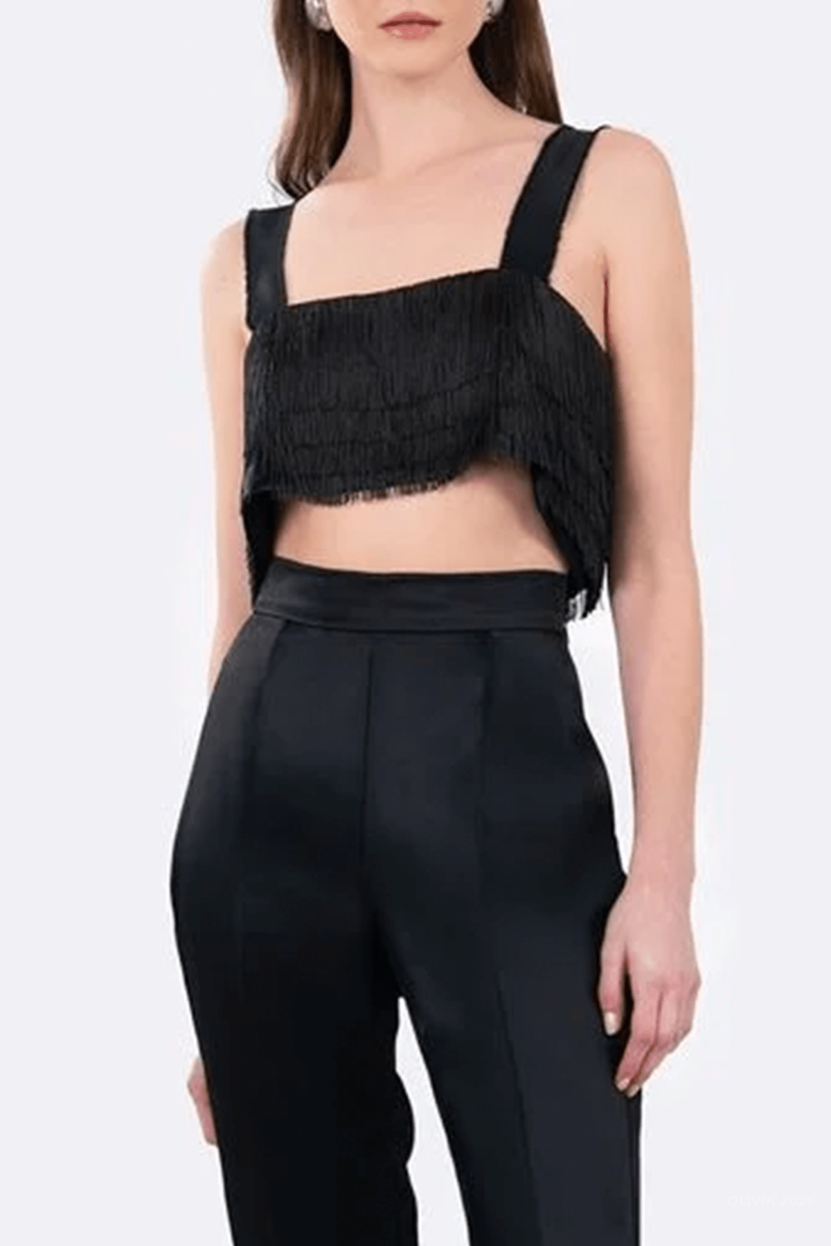 Rue Fringe Crop in Black - shop-olivia.com