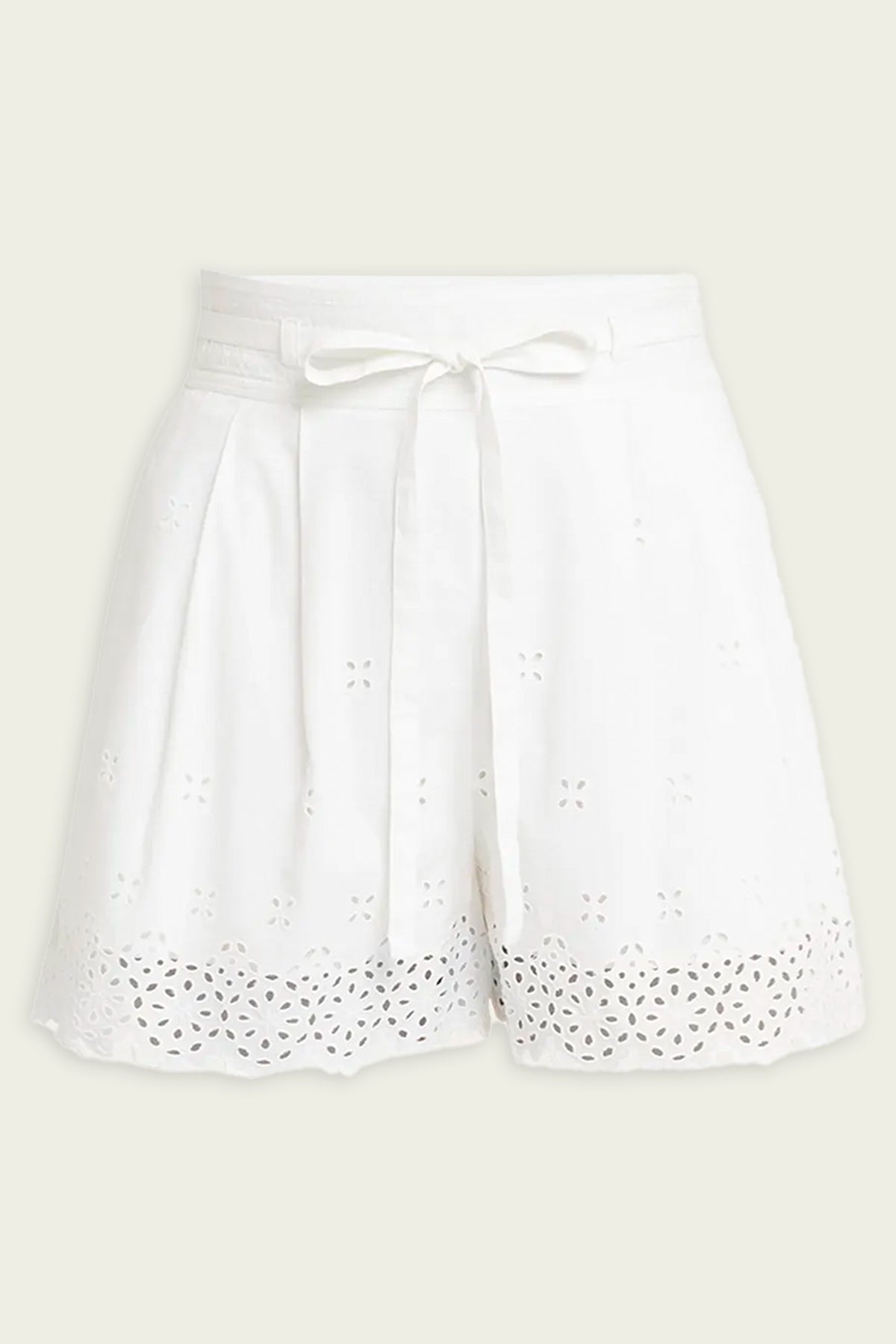 Sabine Belted Cotton Shorts in Cowrie - shop-olivia.com