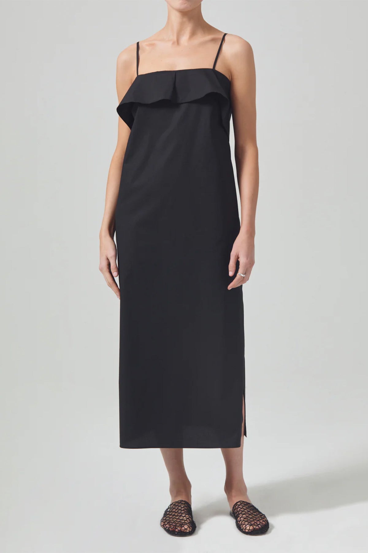 Sable Flounce Dress in Black - shop-olivia.com