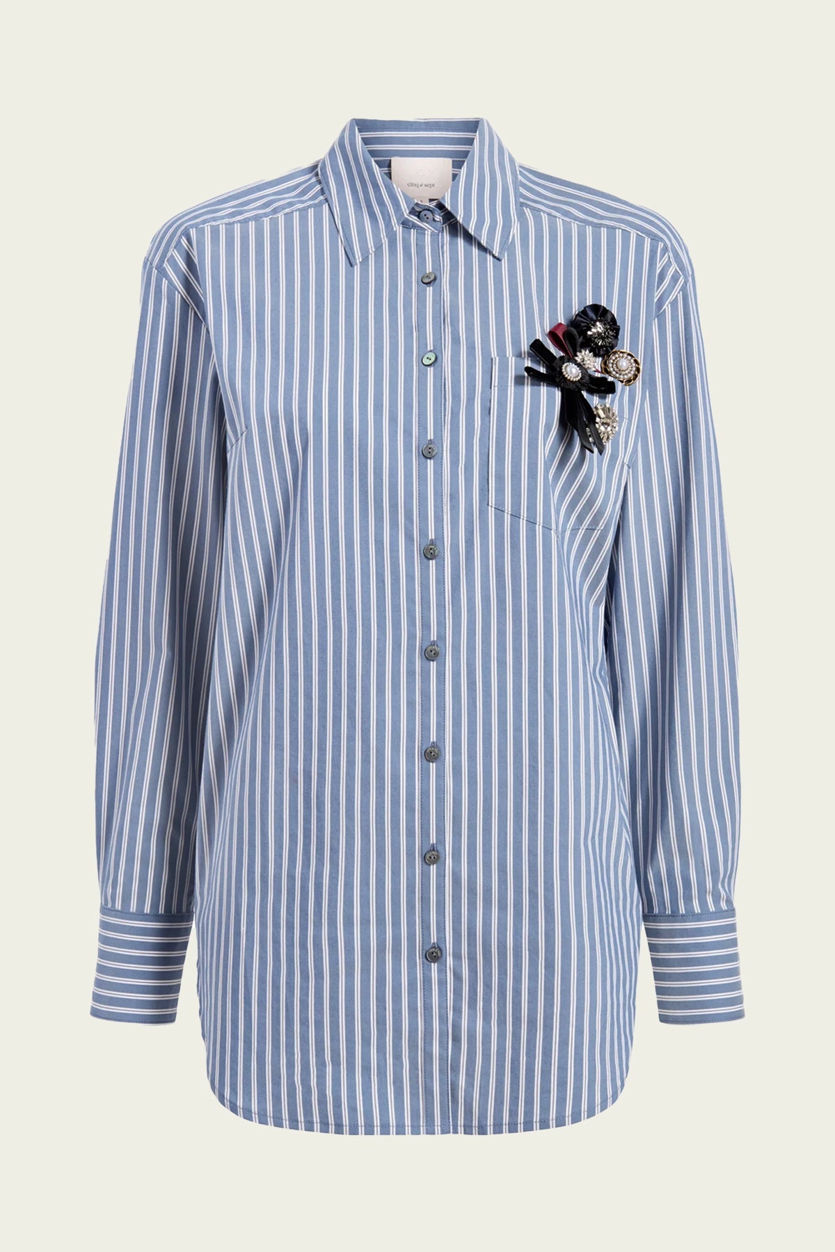 Sabrina Stripe Wren Shirt in Astro Blue - shop - olivia.com