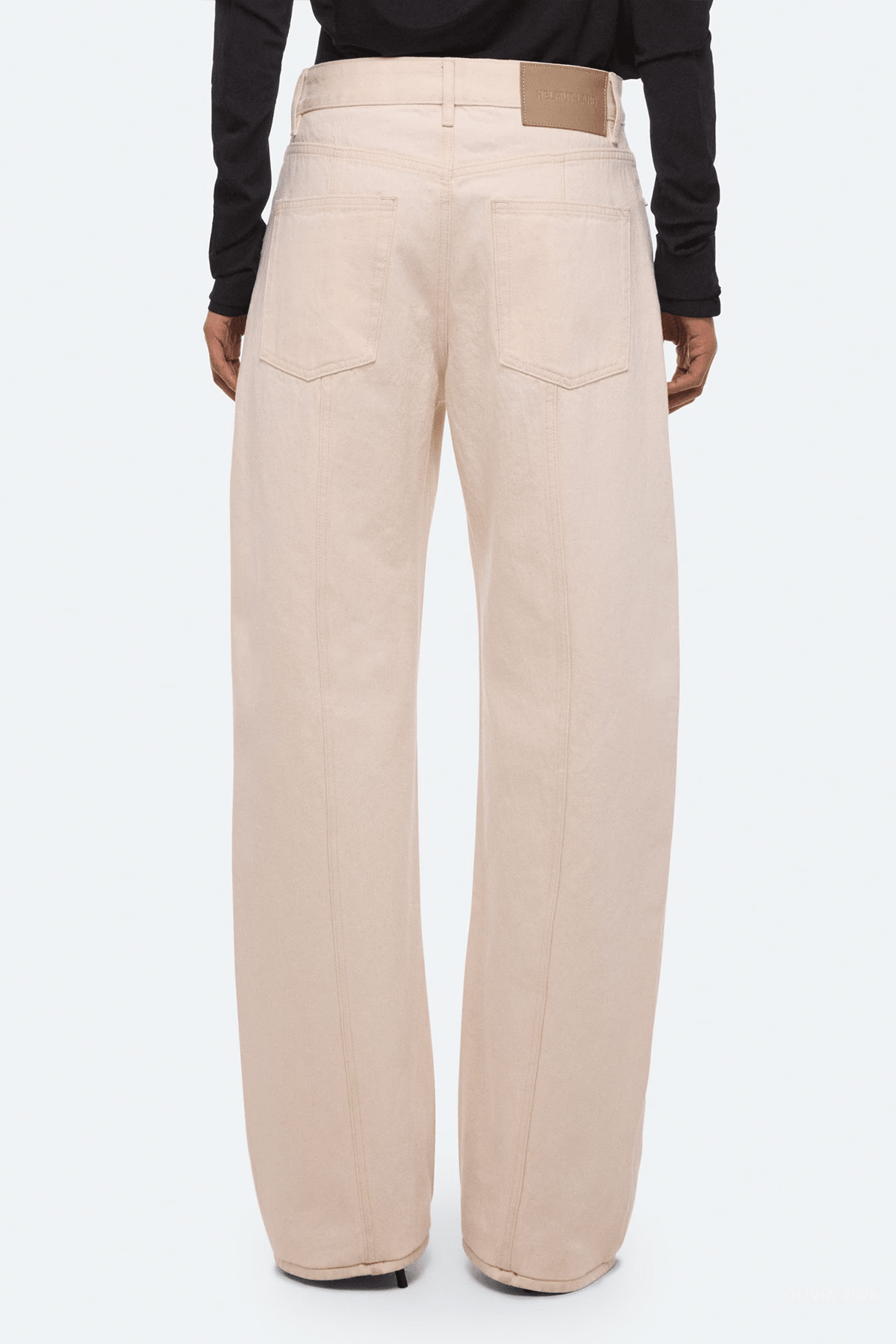 Saddle Jeans in Ecru - shop-olivia.com