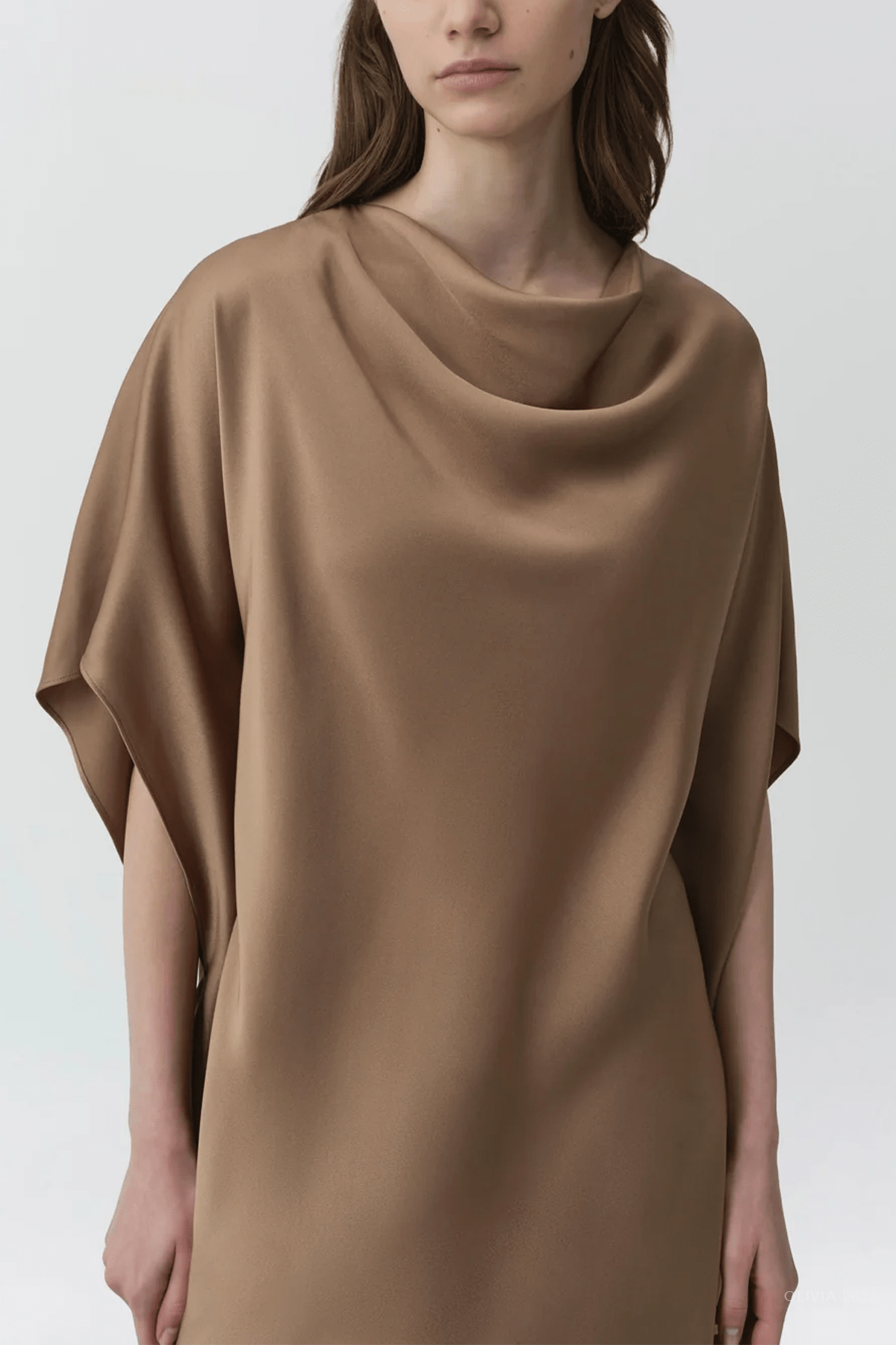 Sadia Satin Mini Dress in Ochre - shop-olivia.com
