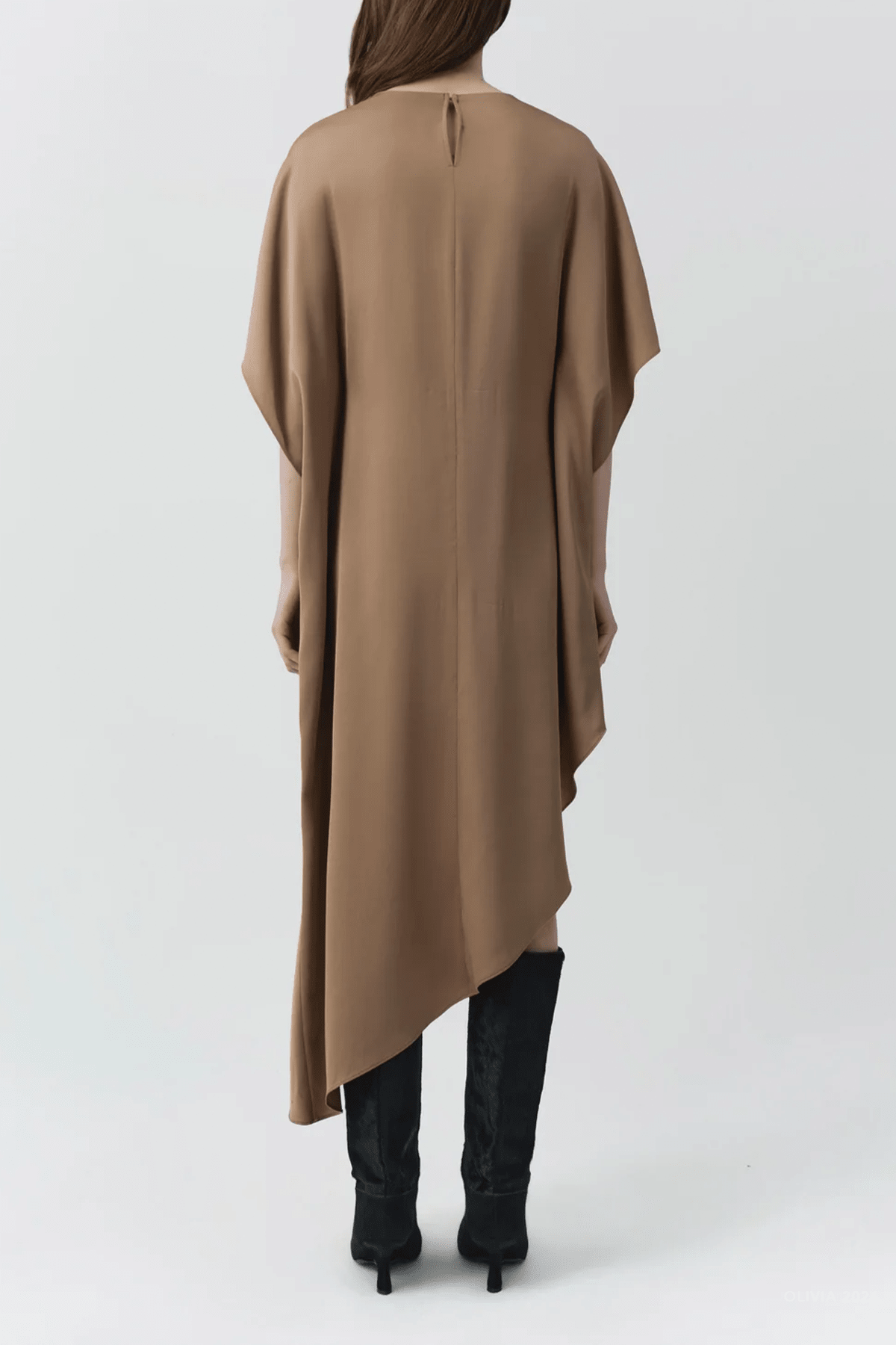 Sadia Satin Mini Dress in Ochre - shop-olivia.com