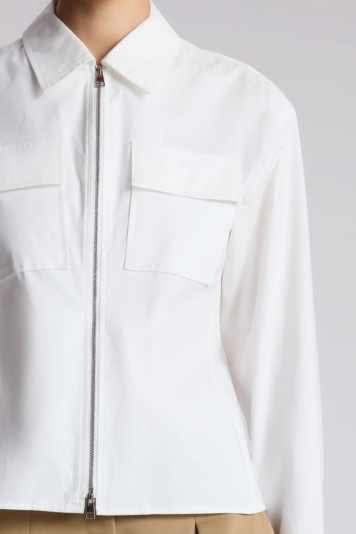 Sage Cotton Zip Top in White - shop - olivia.com