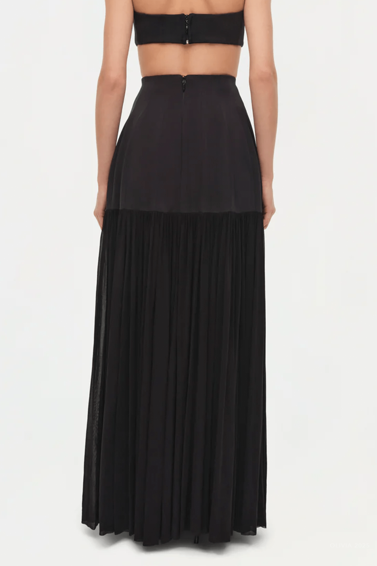 Saryn Draped Jersey Midi Skirt in Black - shop - olivia.com