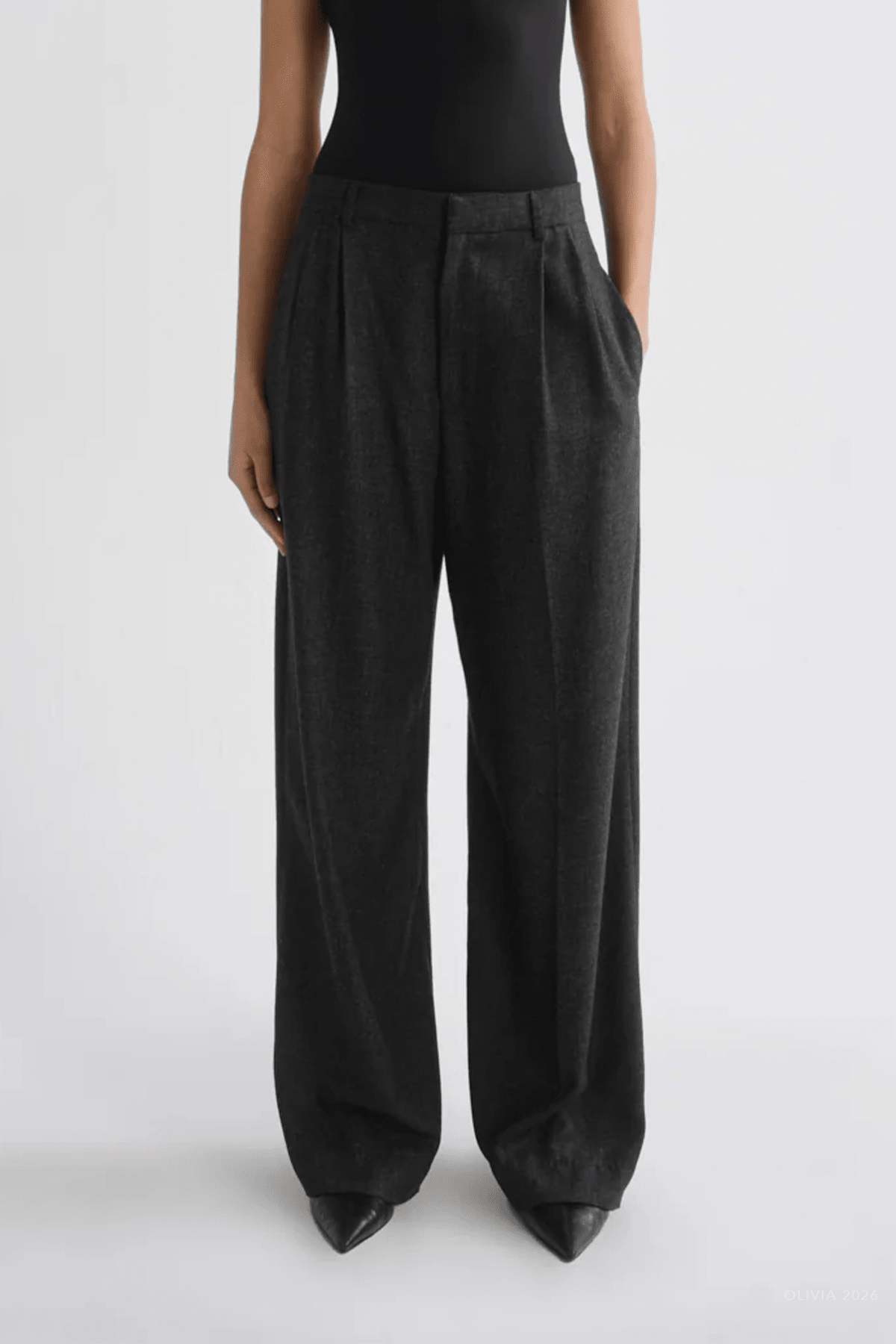 Sathia Trouser (Wool) in Charcoal Heather - shop-olivia.com