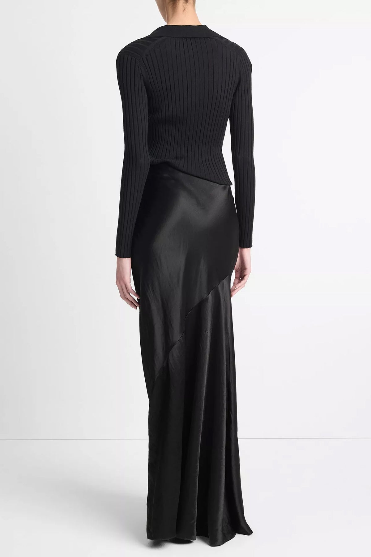 Satin Maxi Skirt in Black - shop - olivia.com