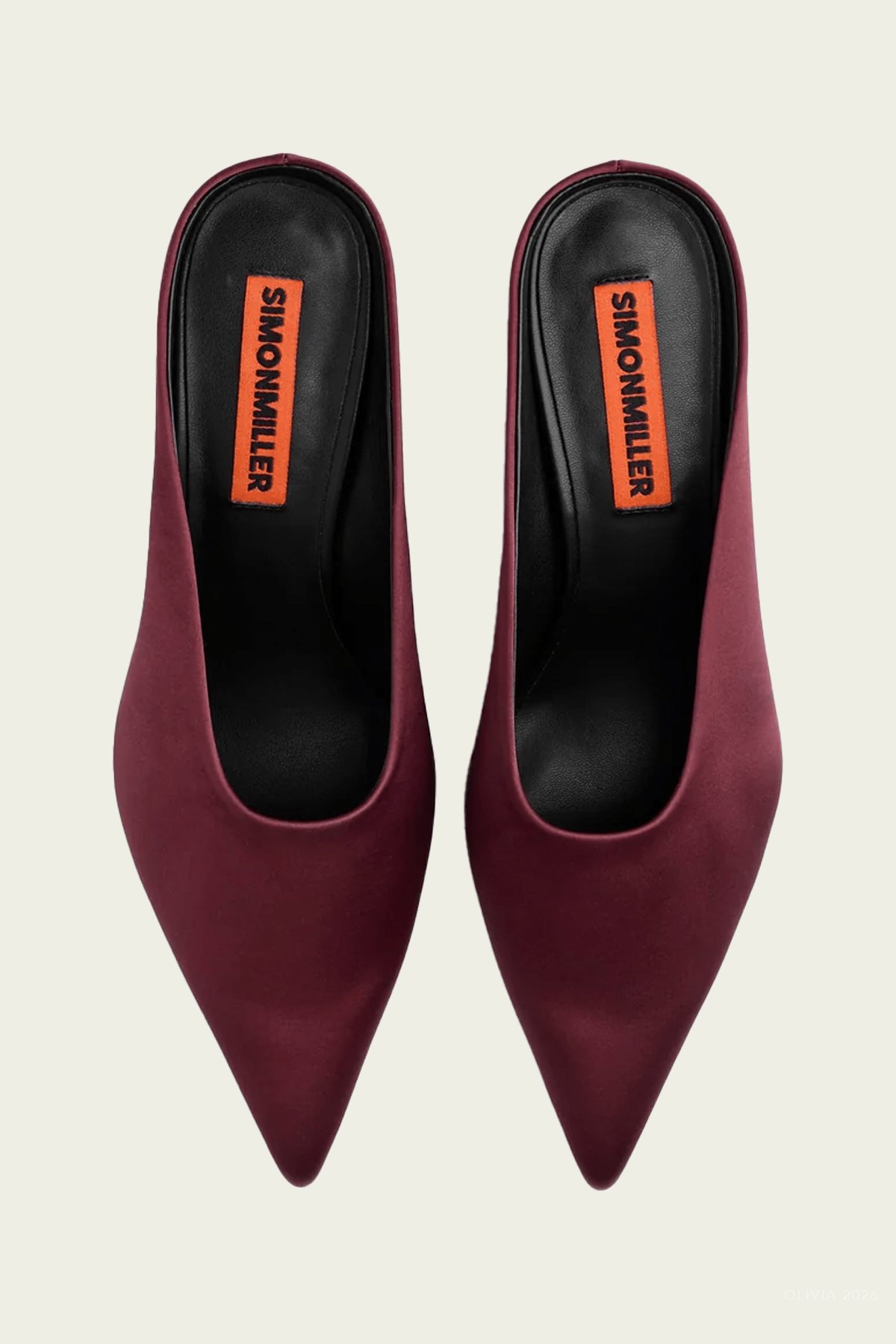Satin Pointed Gala Wedge in Bordeaux - shop-olivia.com