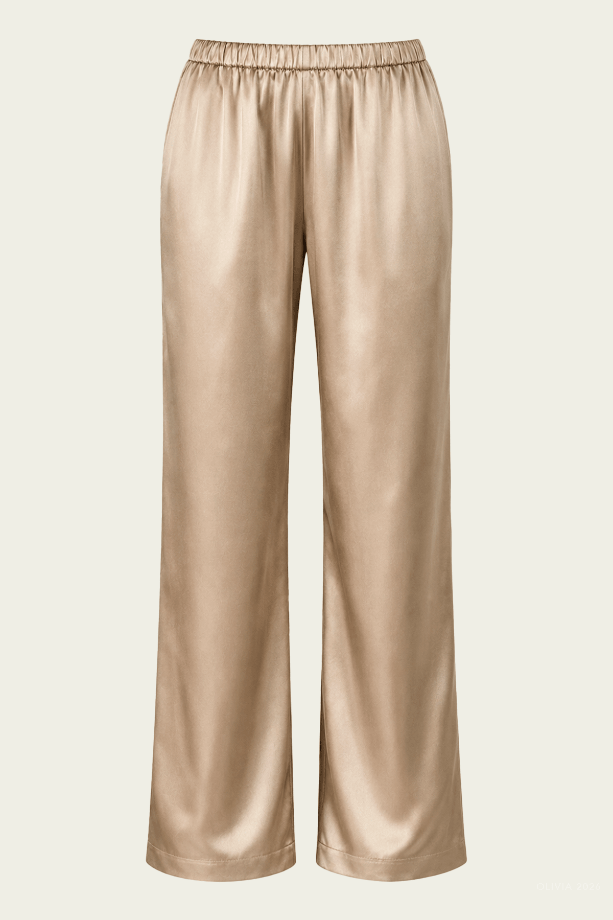 Satin Silk Everywhere Pant in Beige - shop - olivia.com