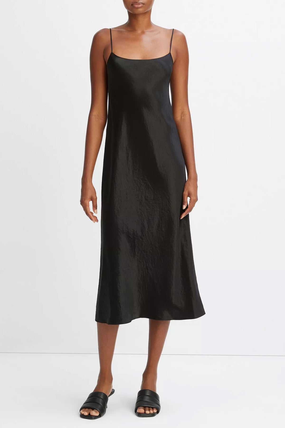 Satin Slip Dress in Black - shop-olivia.com