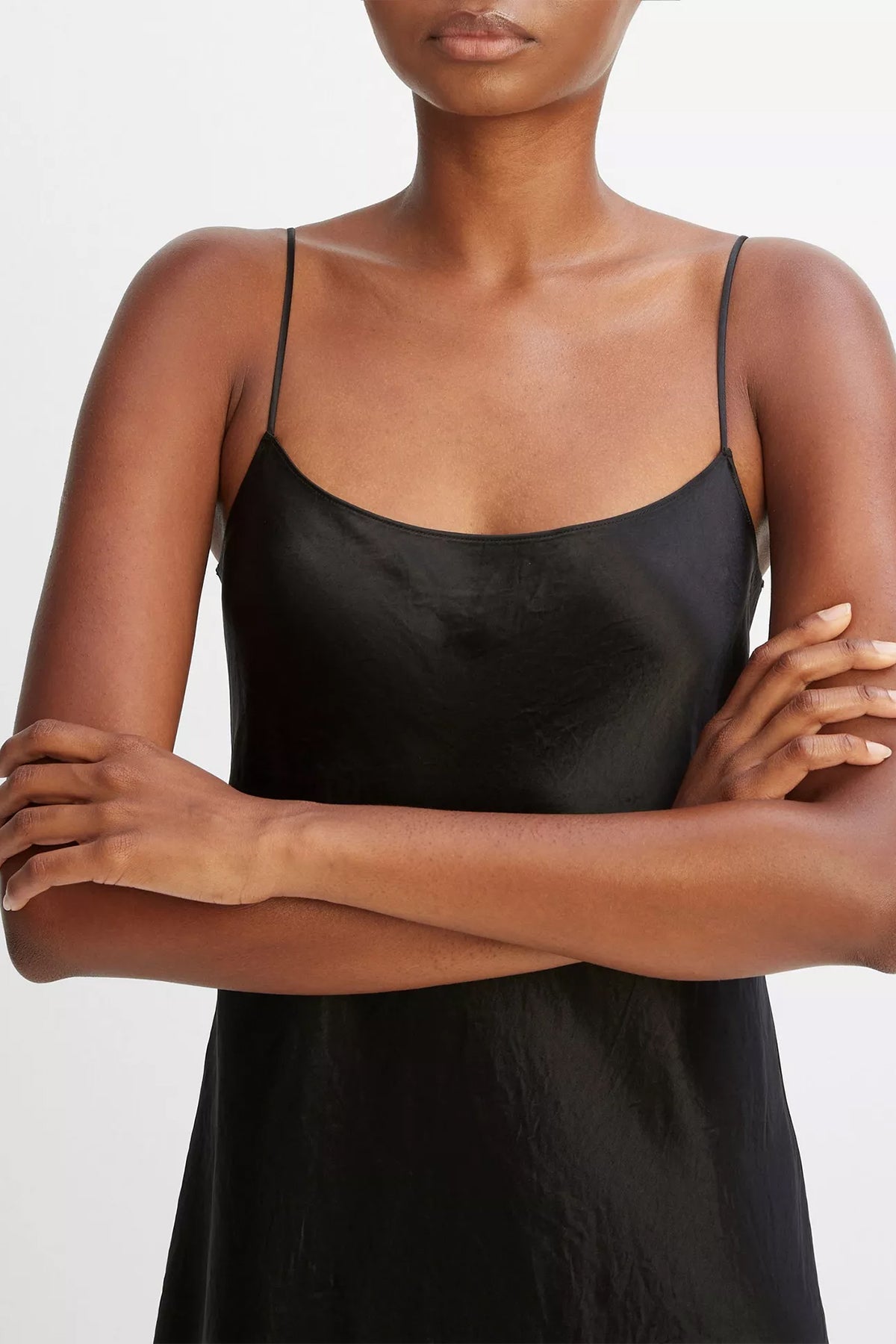 Satin Slip Dress in Black - shop-olivia.com