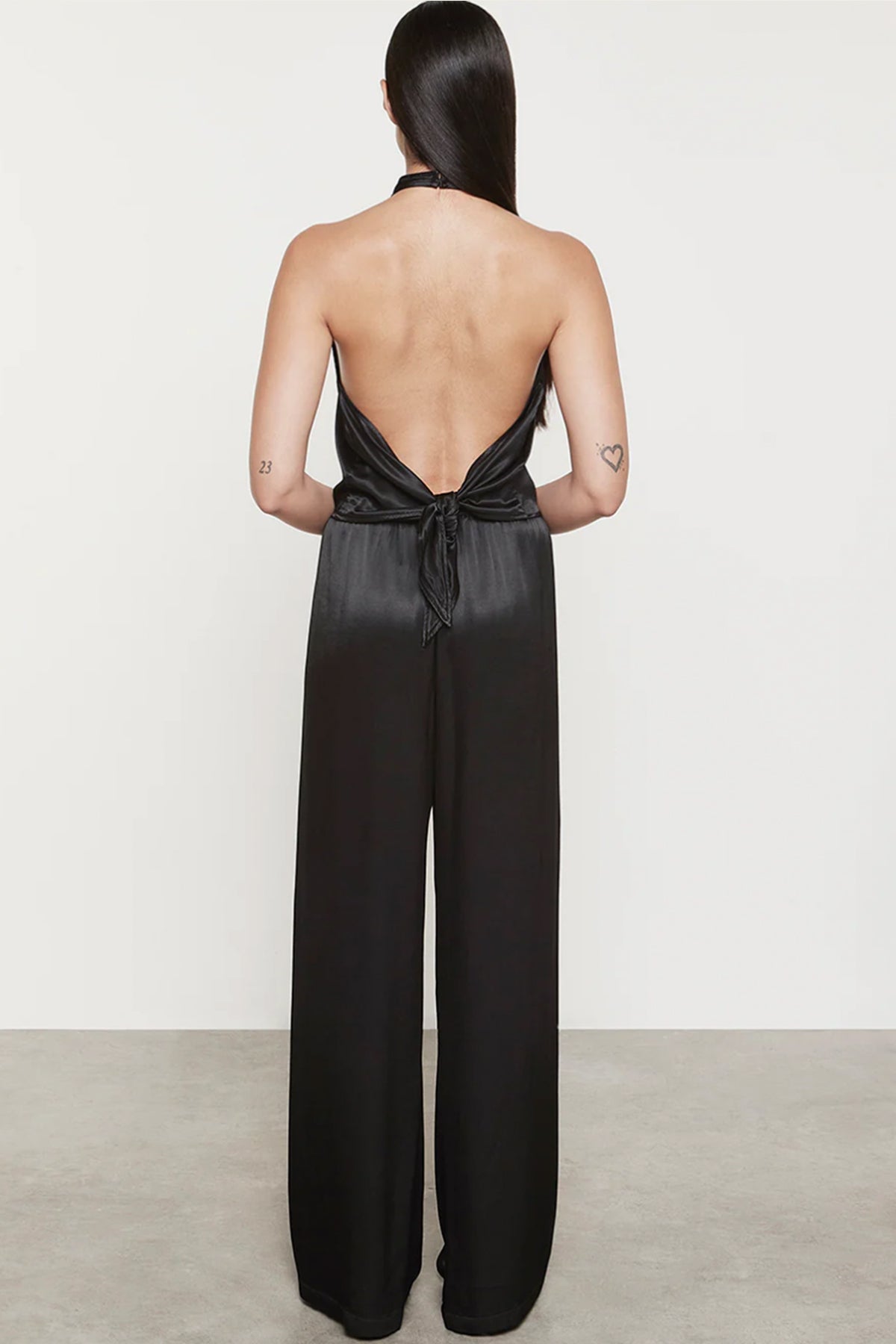 Satin Wide Leg in Black - shop - olivia.com