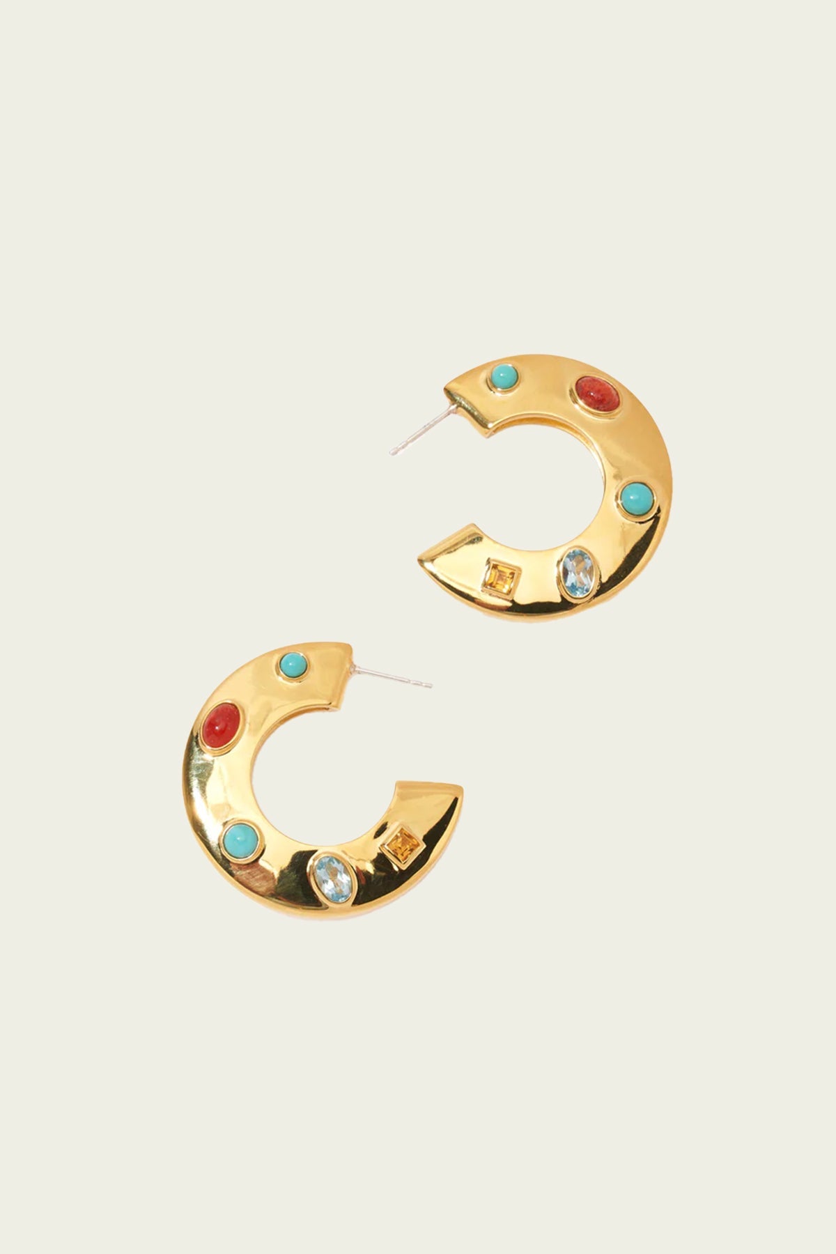 Saucer Hoops in Dotted Stone - shop-olivia.com