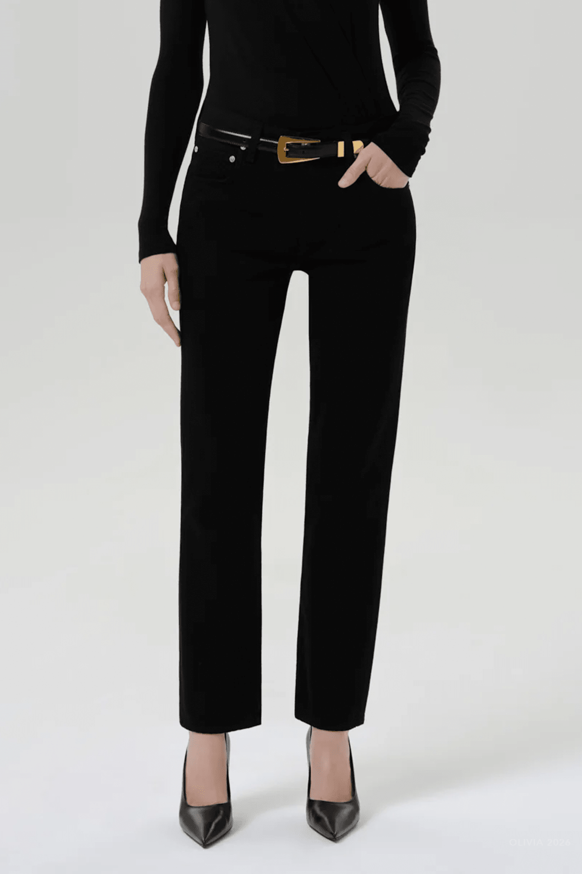 Savannah Cigarette Jean in Solid Black - shop-olivia.com